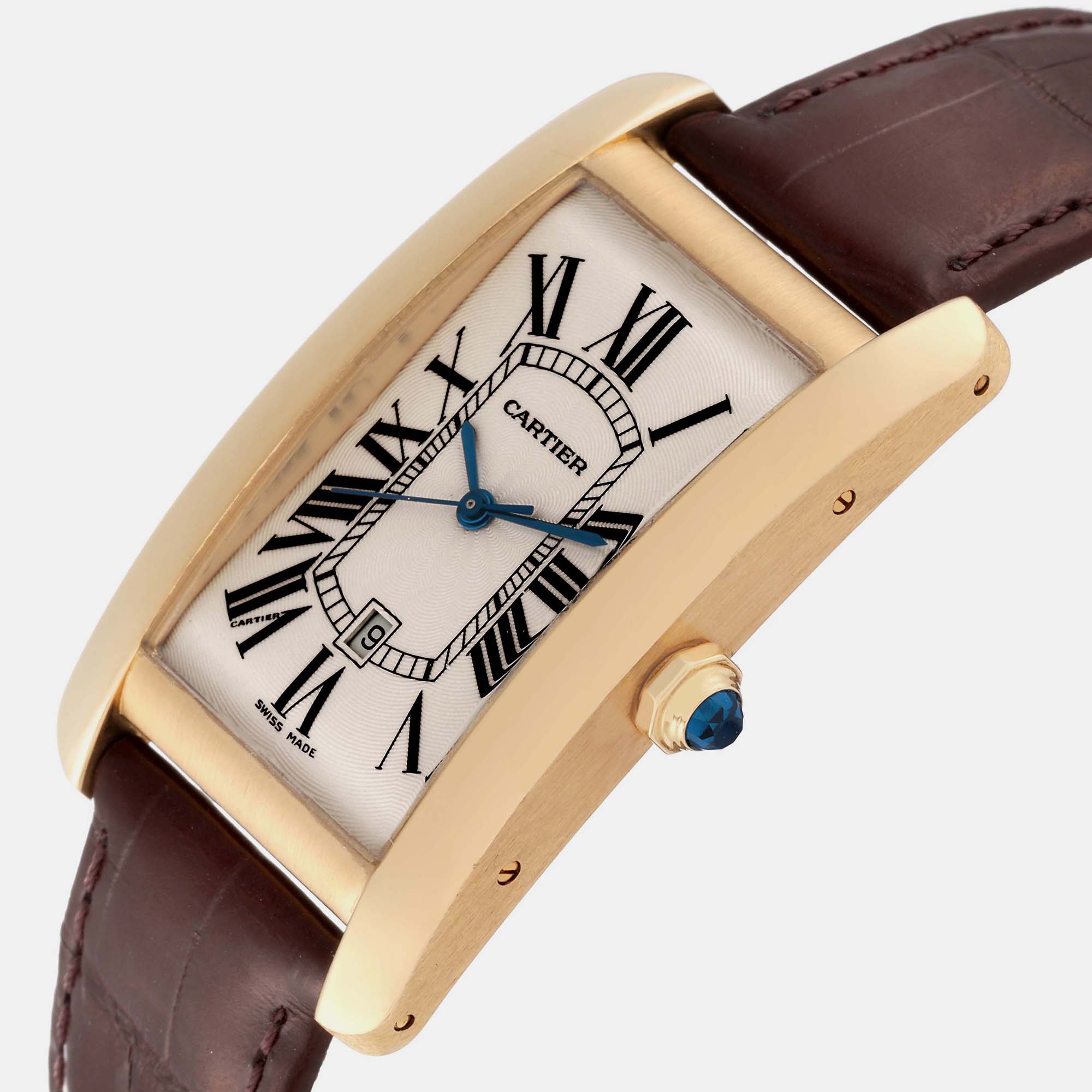 

Cartier Tank Americaine Yellow Gold Automatic Mens Watch W2603156 26.6 mm x 45.1 mm, Silver