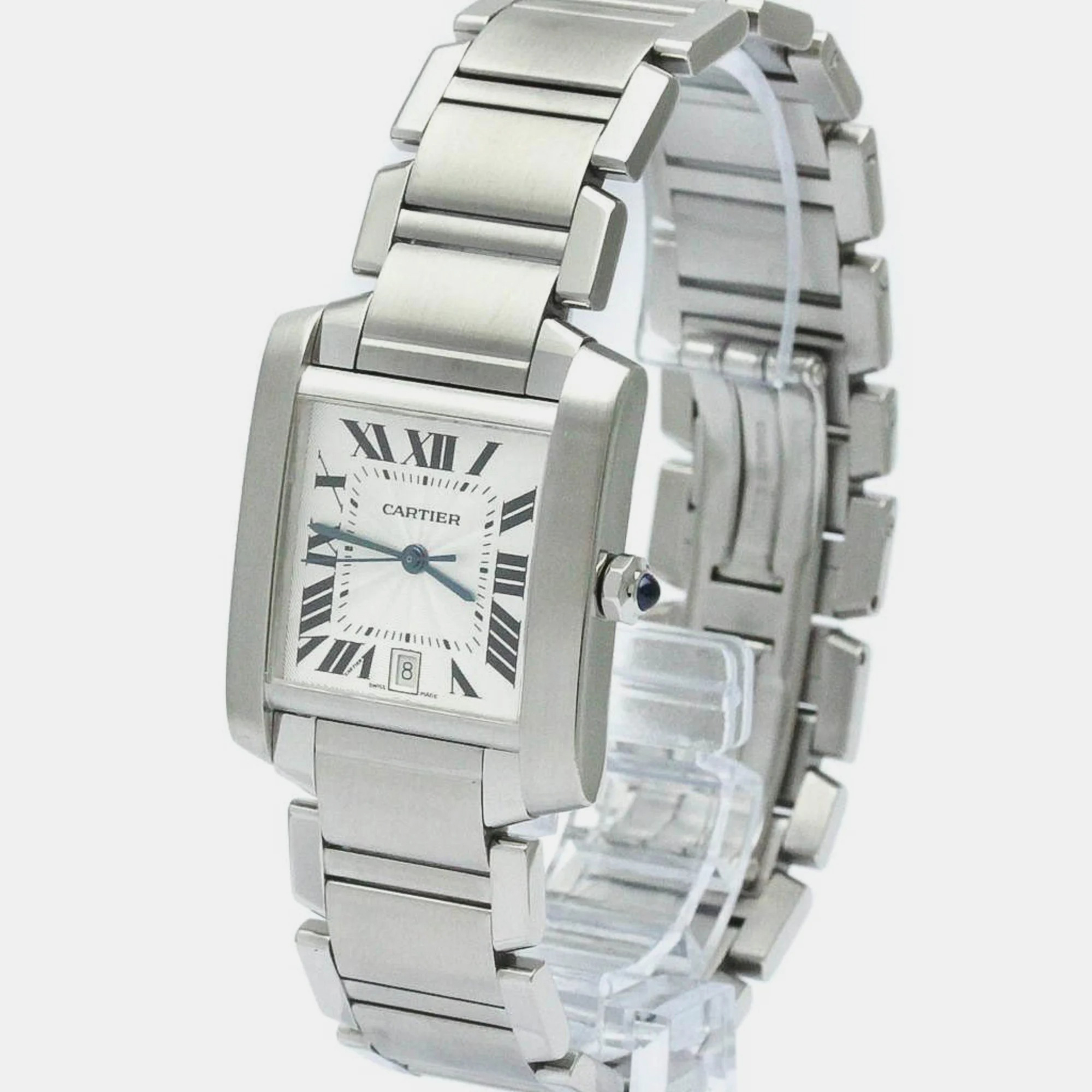 

Cartier Silver Stainless Steel Tank Francaise W51002Q3 Automatic Men's Wristwatch 28 mm