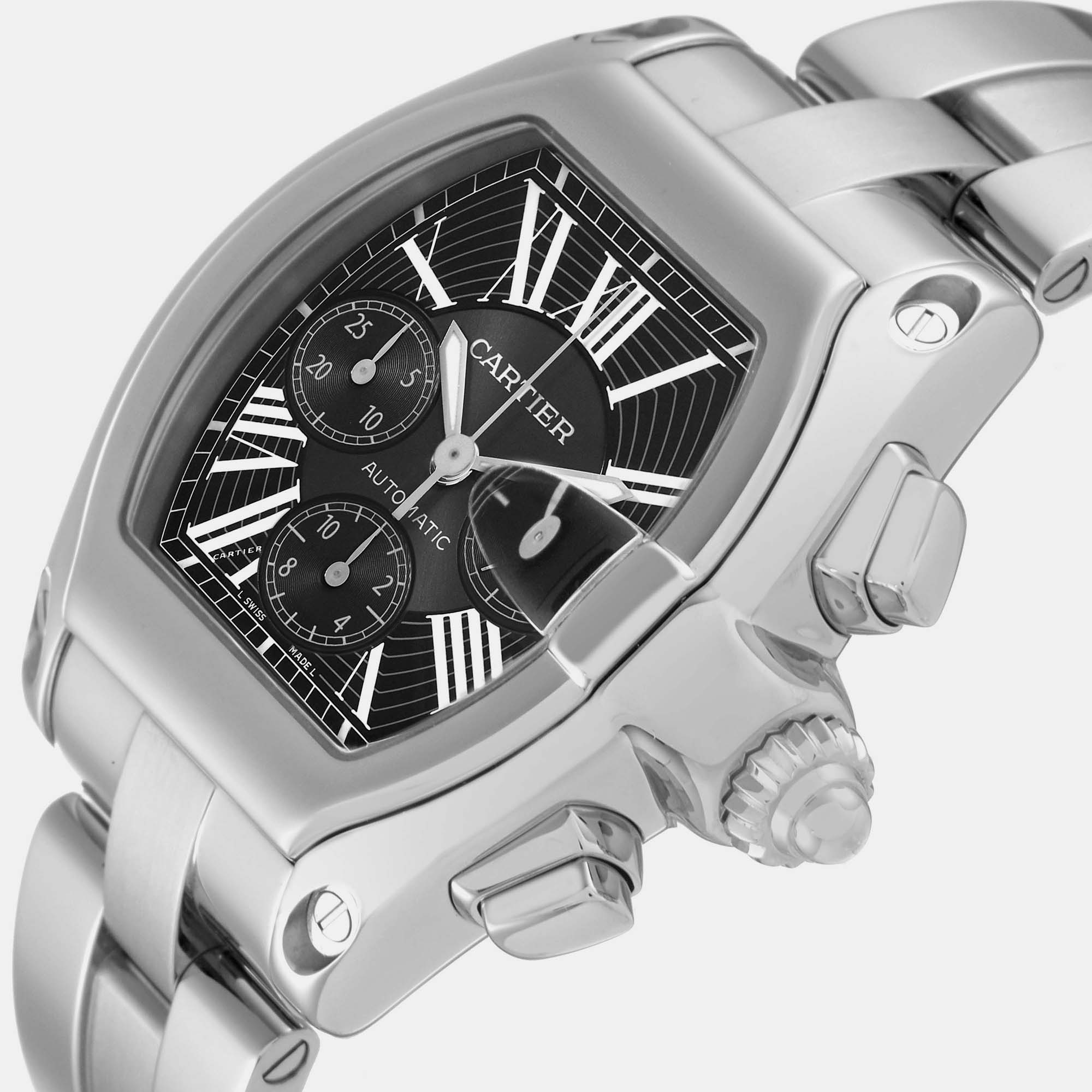 

Cartier Roadster XL Chronograph Steel Mens Watch W62020X6 49 mm x 43 mm, Black