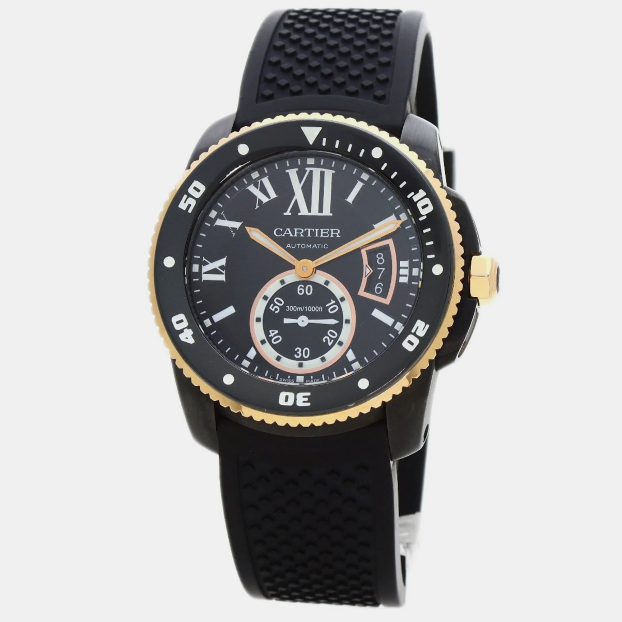 

Cartier Black 18k Rose Gold And Stainless Steel Calibre de Cartier W2CA0004 Automatic Men's Wristwatch 42 mm