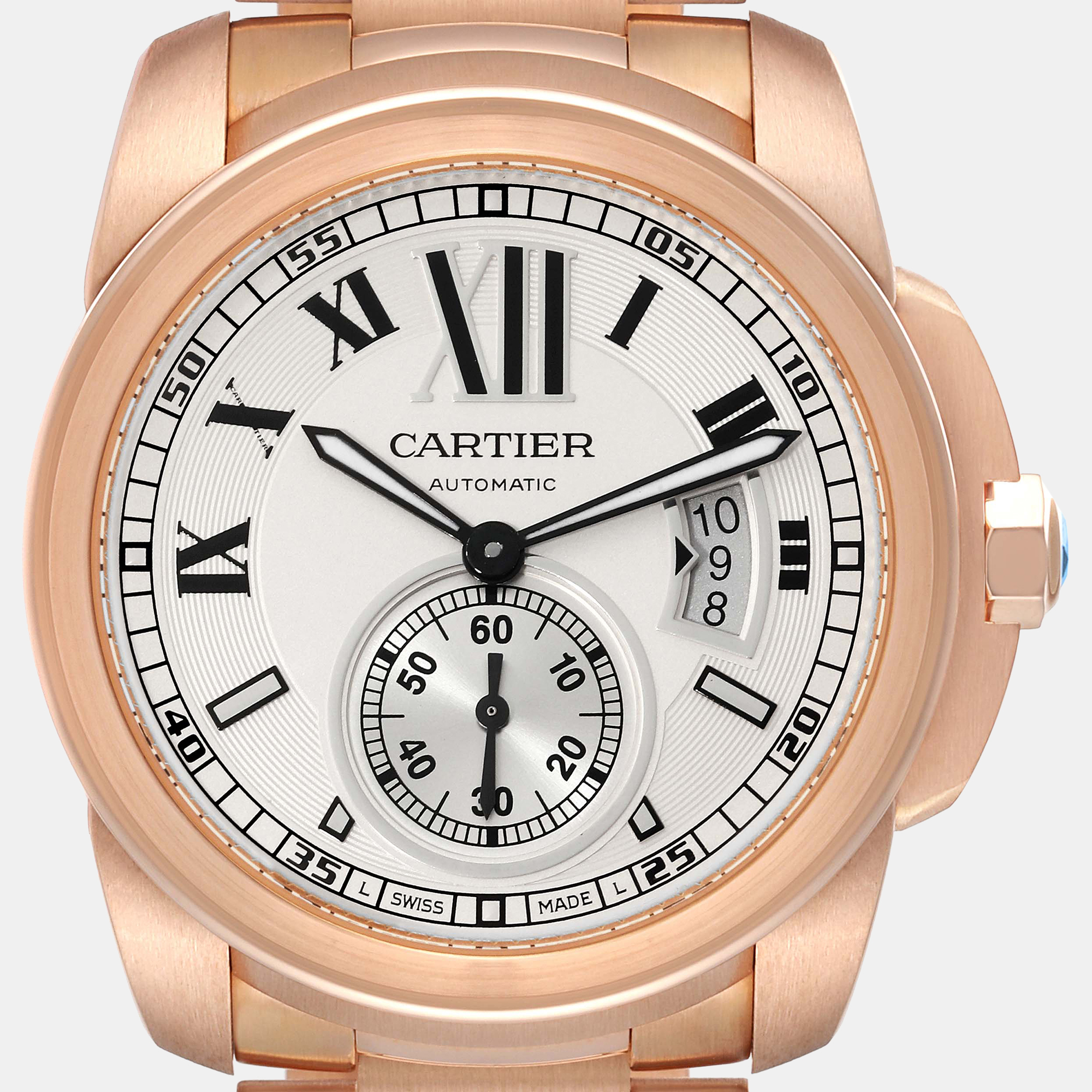 

Cartier Calibre Rose Gold Silver Dial Automatic Men's Watch W7100018 42 mm