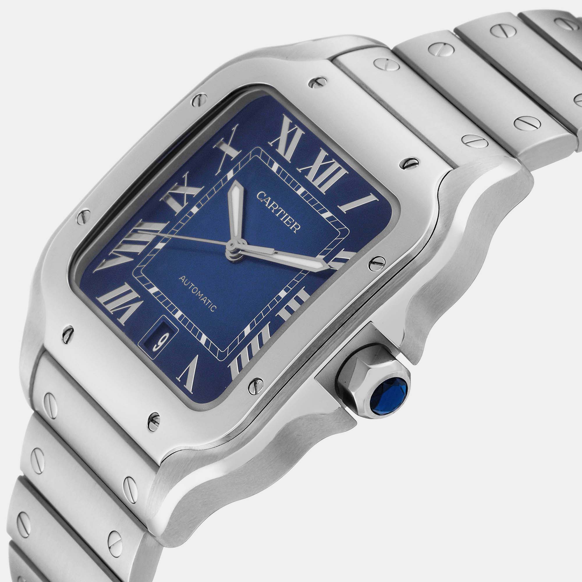 

Cartier Santos Blue Dial Steel Mens Watch WSSA0030