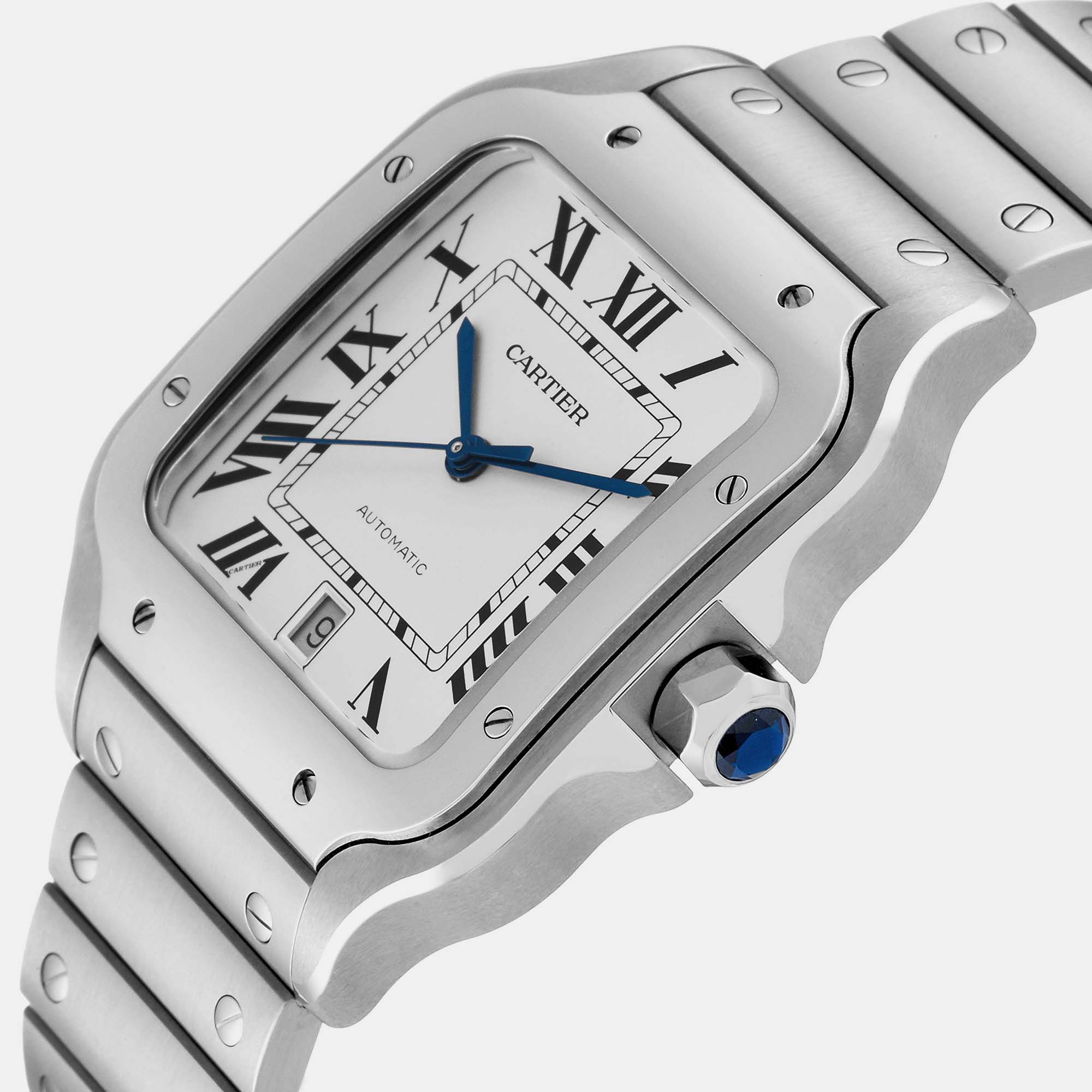 

Cartier Santos Silver Dial Large Steel Mens Watch WSSA0018 39.8 mm x 47.5 mm