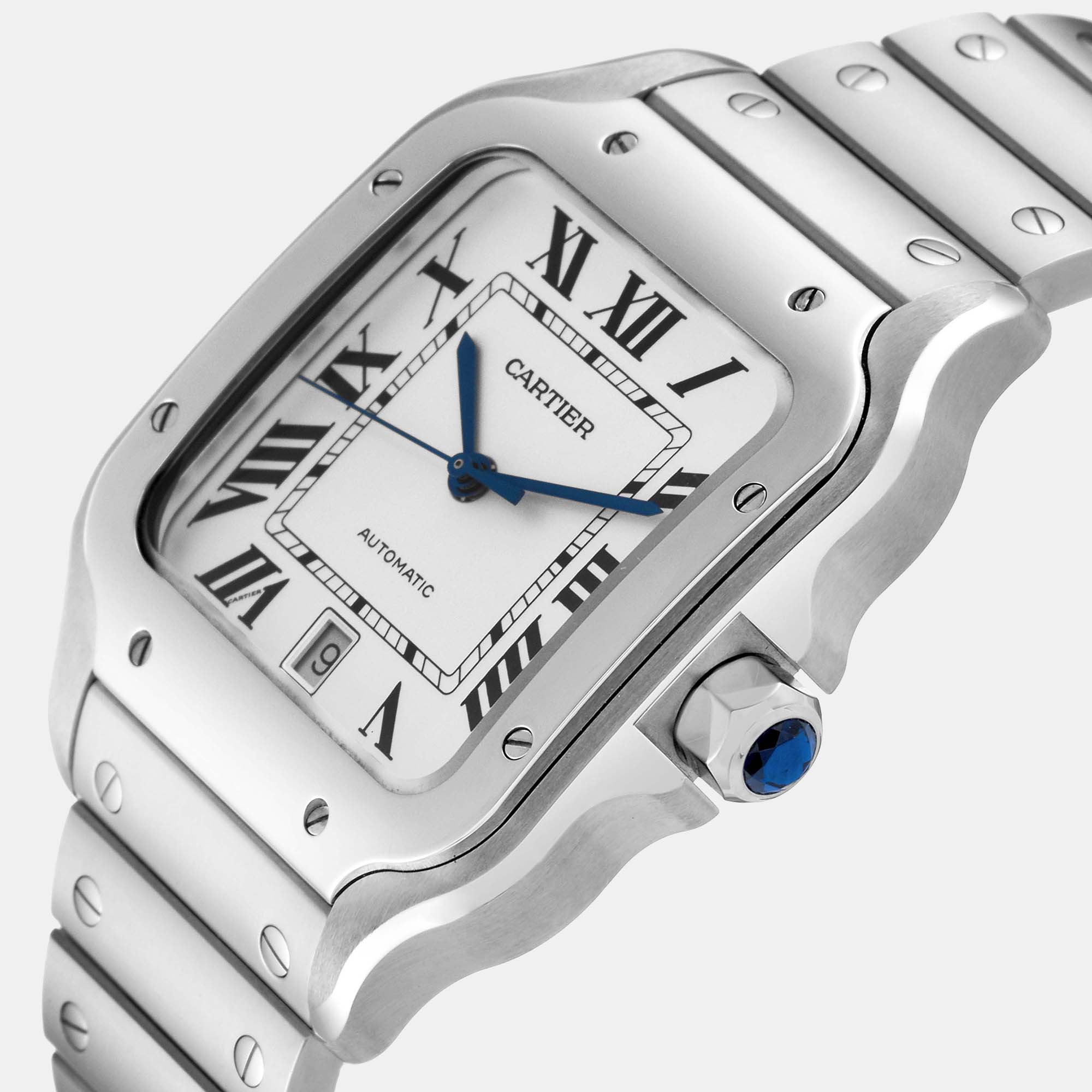 

Cartier Santos Large Silver Dial Steel Mens Watch WSSA0018 39.8 mm x 47.5 mm