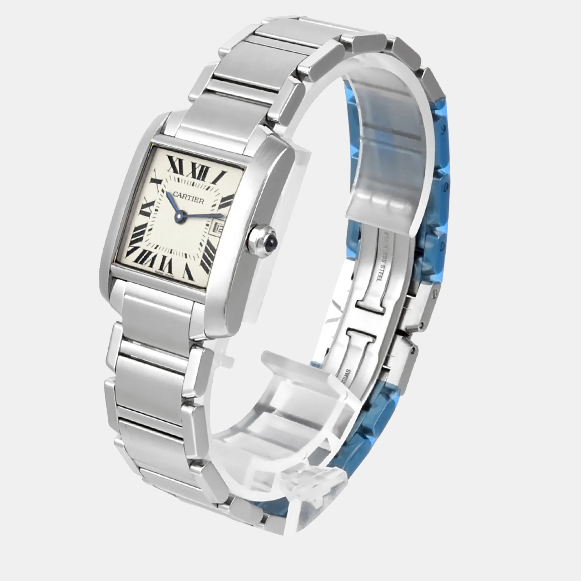 

Cartier White Stainless Steel Tank Francaise W51011Q3 Quartz Men's Wristwatch 31 mm