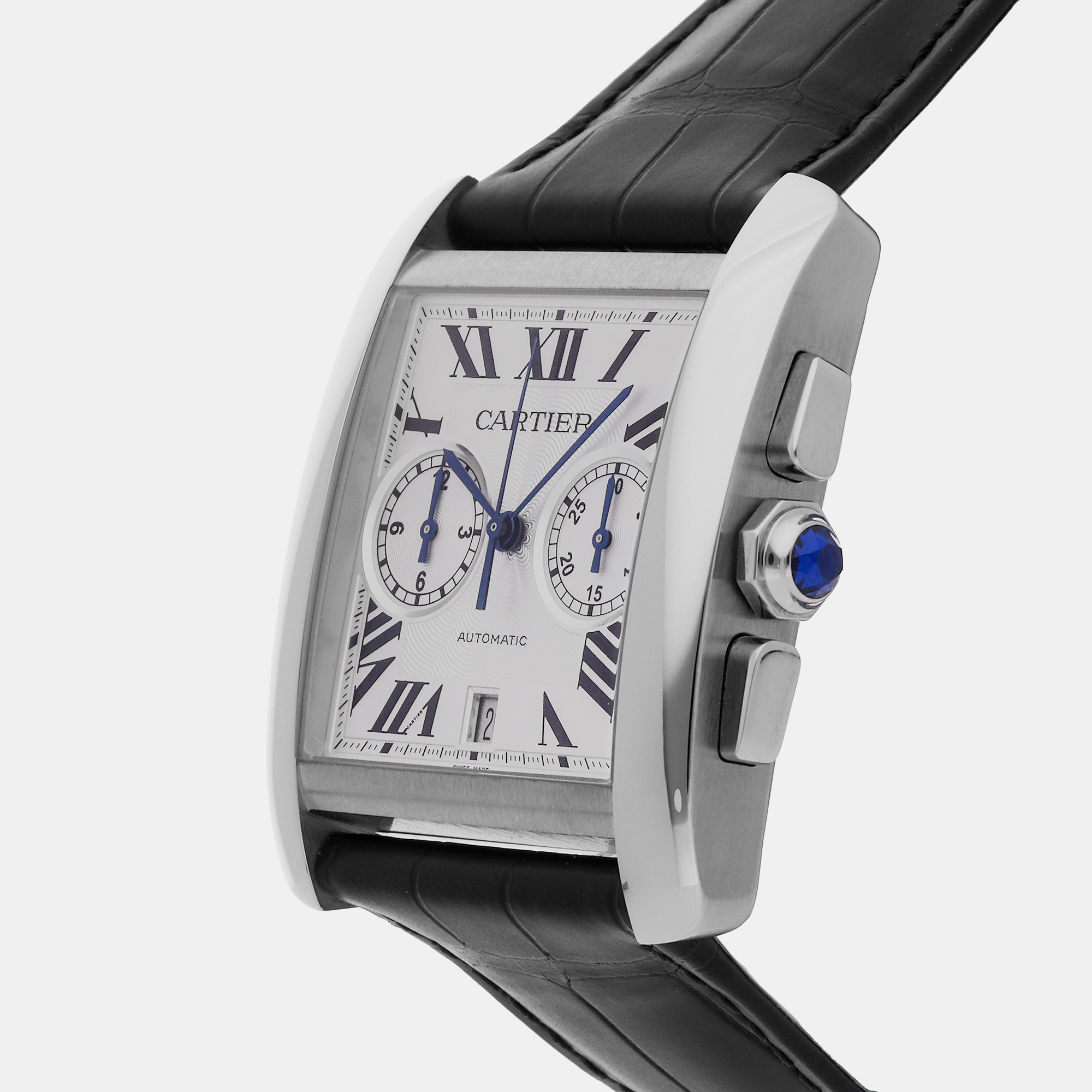 

Cartier Silver Stainless Steel Tank MC W5330007 Automatic Men's Wristwatch 34 mm