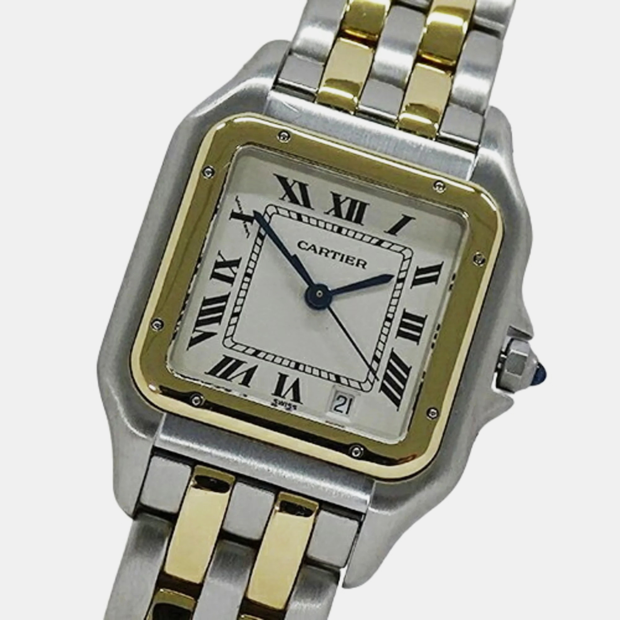 

Cartier White 18k Yellow Gold Stainless Steel Panthere W25028B6 Quartz Men's Wristwatch 26 mm