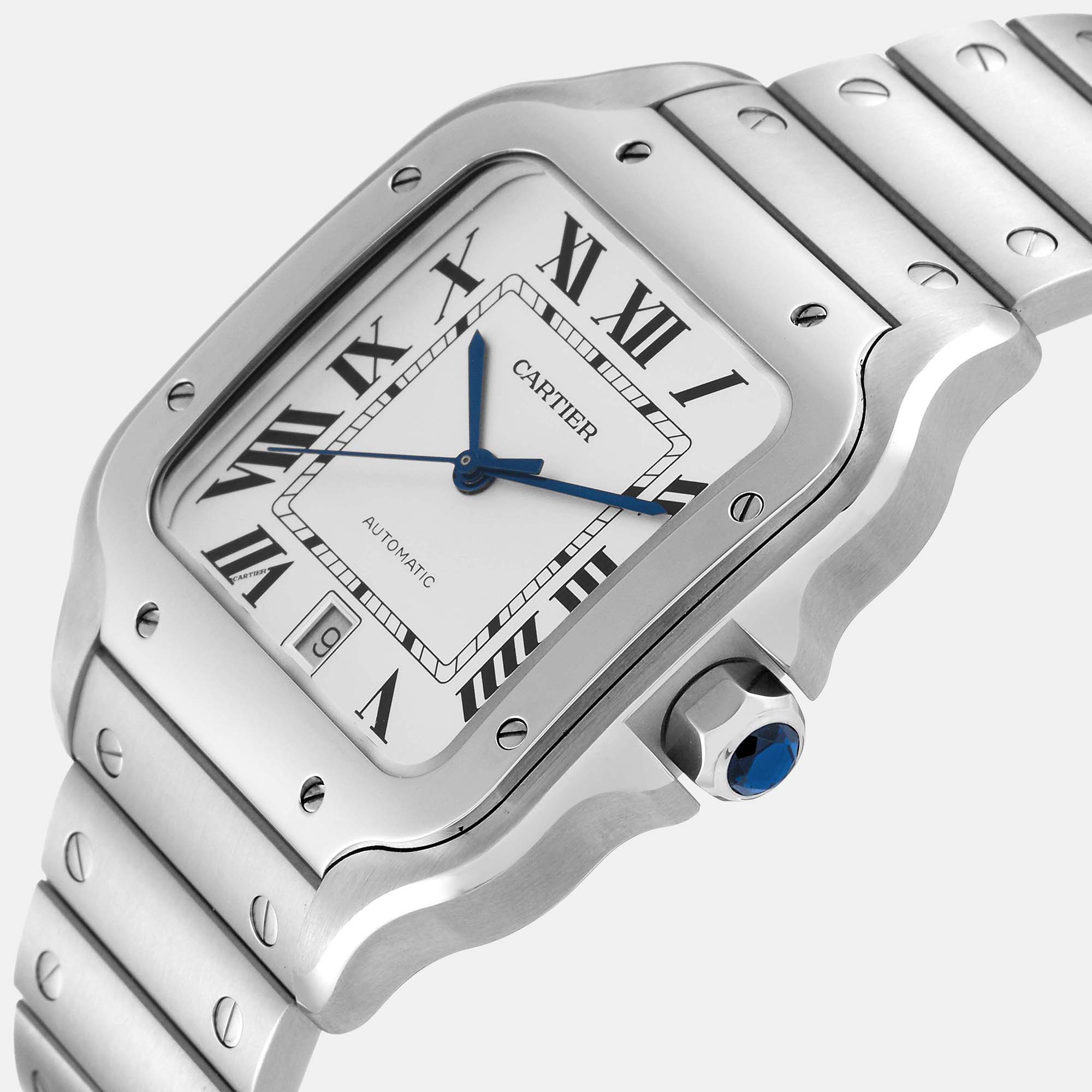 

Cartier Santos Large Silver Dial Steel Mens Watch WSSA0018 39.8 mm x 47.5 mm