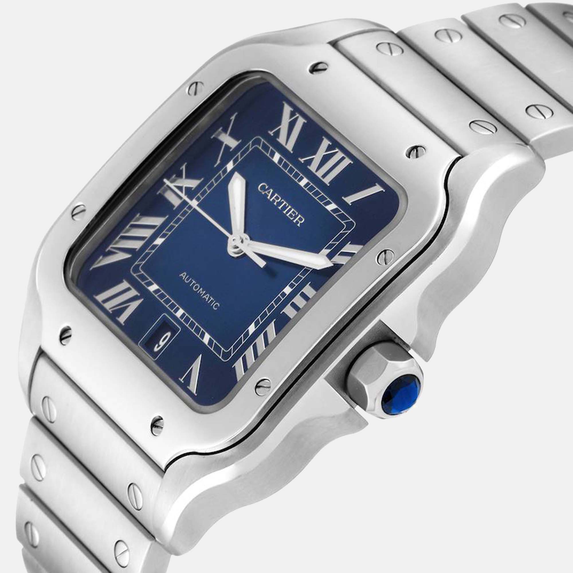 

Cartier Santos Blue Dial Steel Mens Watch WSSA0030