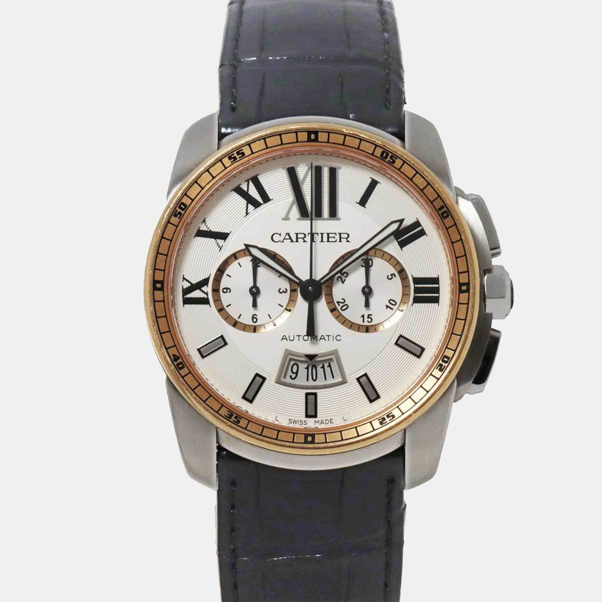 

Cartier Silver Stainless Steel Calibre de Cartier W7100043 Automatic Men's Wristwatch 42 mm