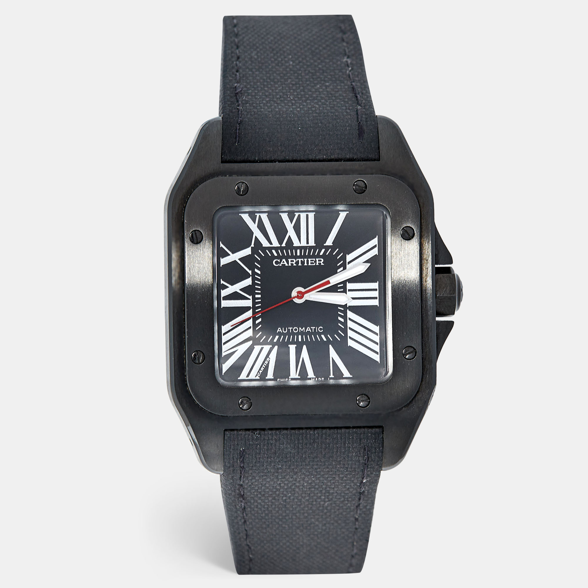 Pre-owned Cartier 100 Carbon Automatic Large Model Wssa0006 51.1 Mm X 41.3 Mm Watch In Black