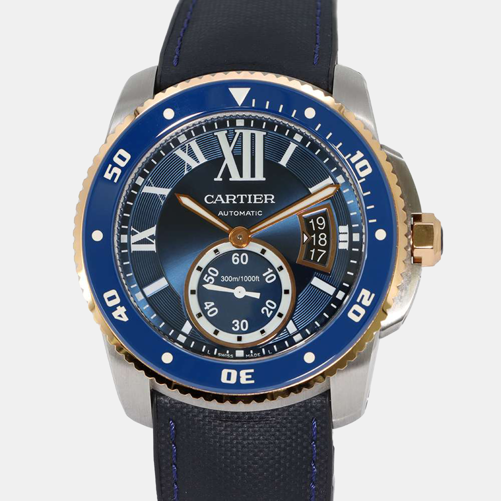 

Cartier Blue 18k Rose Gold Stainless Steel Calibre de Cartier W2CA0008 Automatic Men's Wristwatch 42 mm