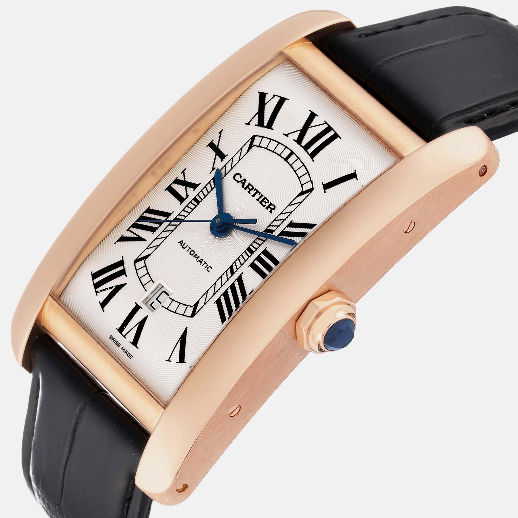 

Cartier Tank Americaine XL Rose Gold Automatic Mens Watch W2609856 52 mm x 31 mm, Silver