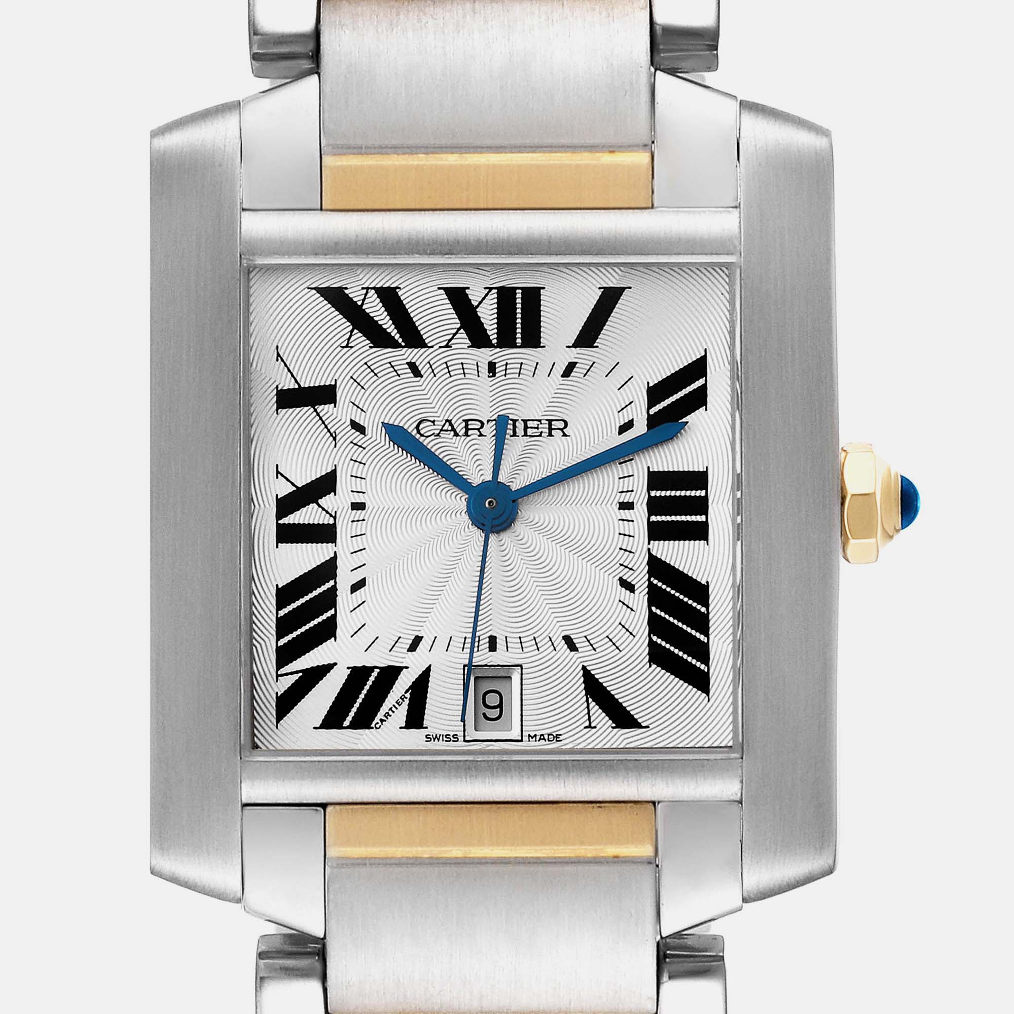 

Cartier Tank Francaise Steel Yellow Gold Silver Dial Mens Watch W51005Q4 28.0 mm x 32.0 mm