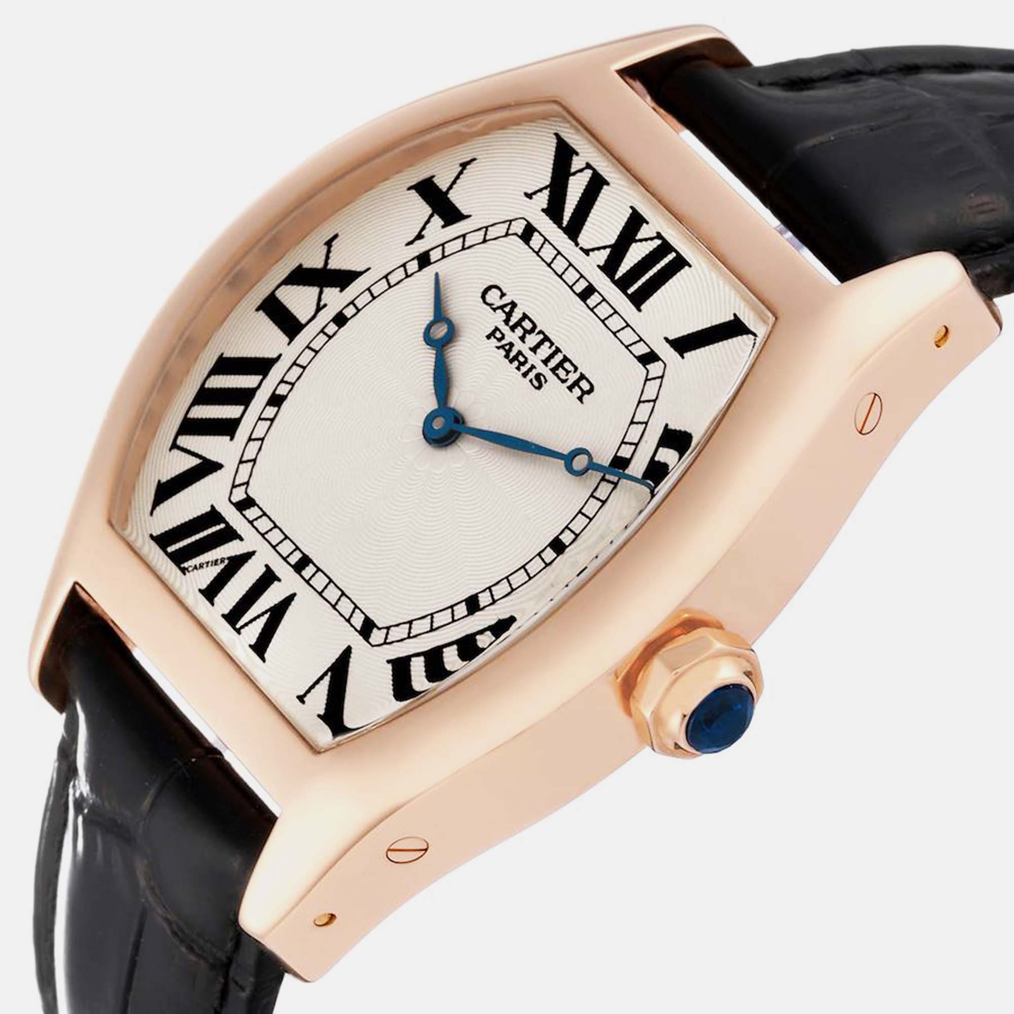 

Cartier Tortue XL CPCP Collection Silver Dial Rose Gold Mens Watch 2763