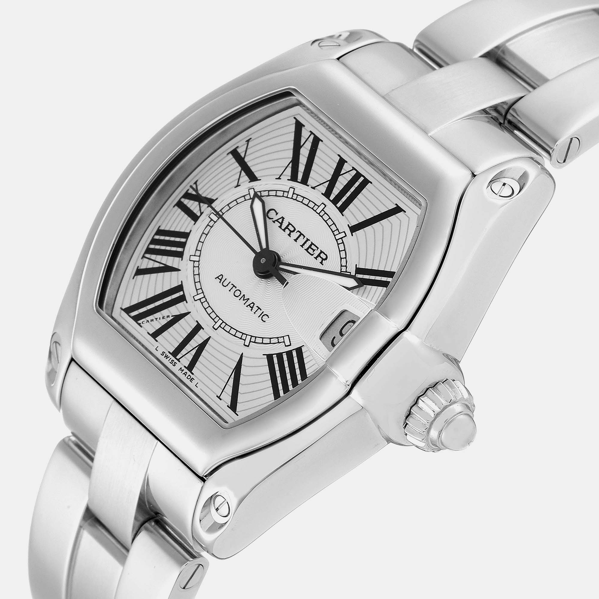 

Cartier Roadster Large Silver Dial Steel Mens Watch W62025V3 38 mm x 43 mm