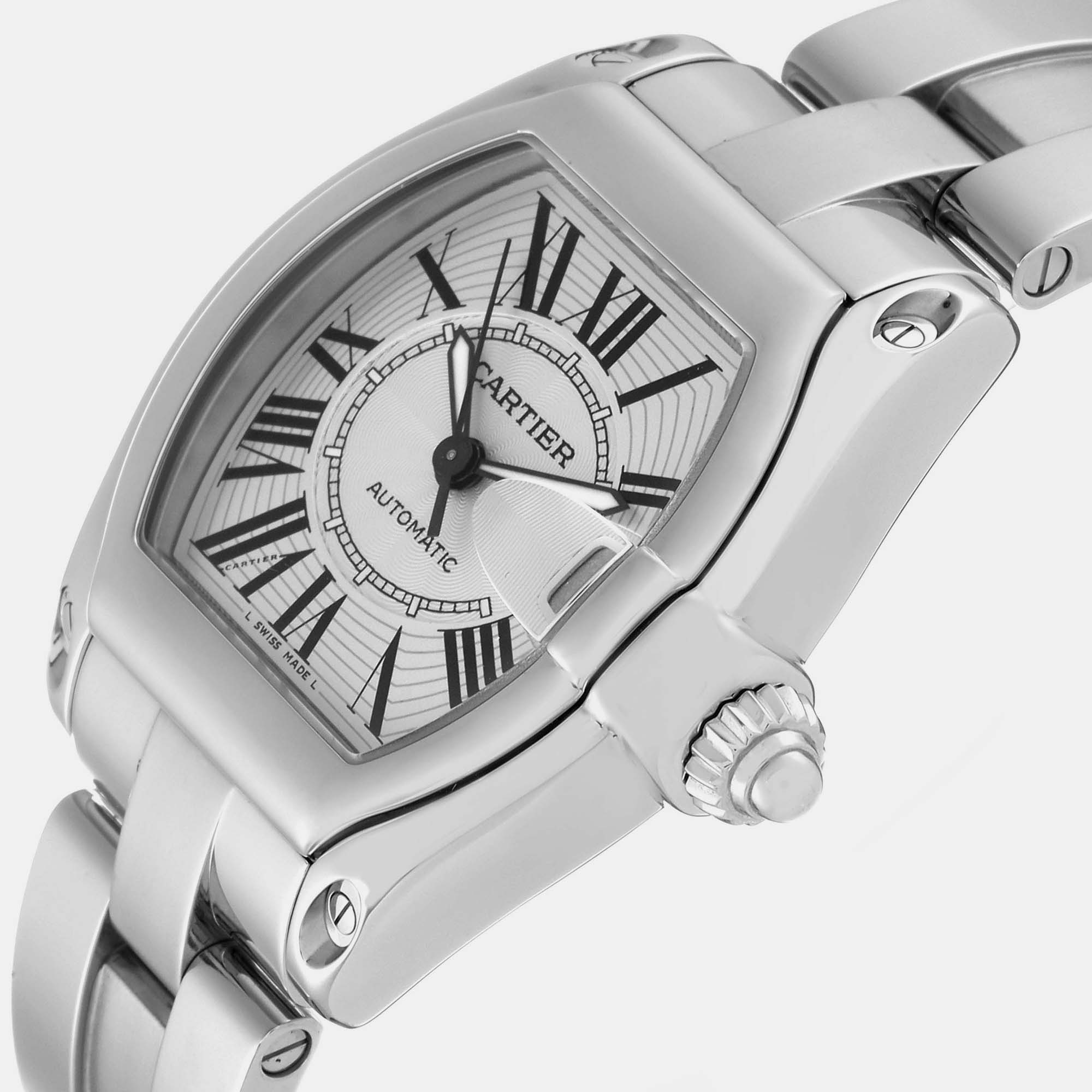 

Cartier Roadster Silver Dial Steel Mens Watch W62000V3 38 mm x 43mm