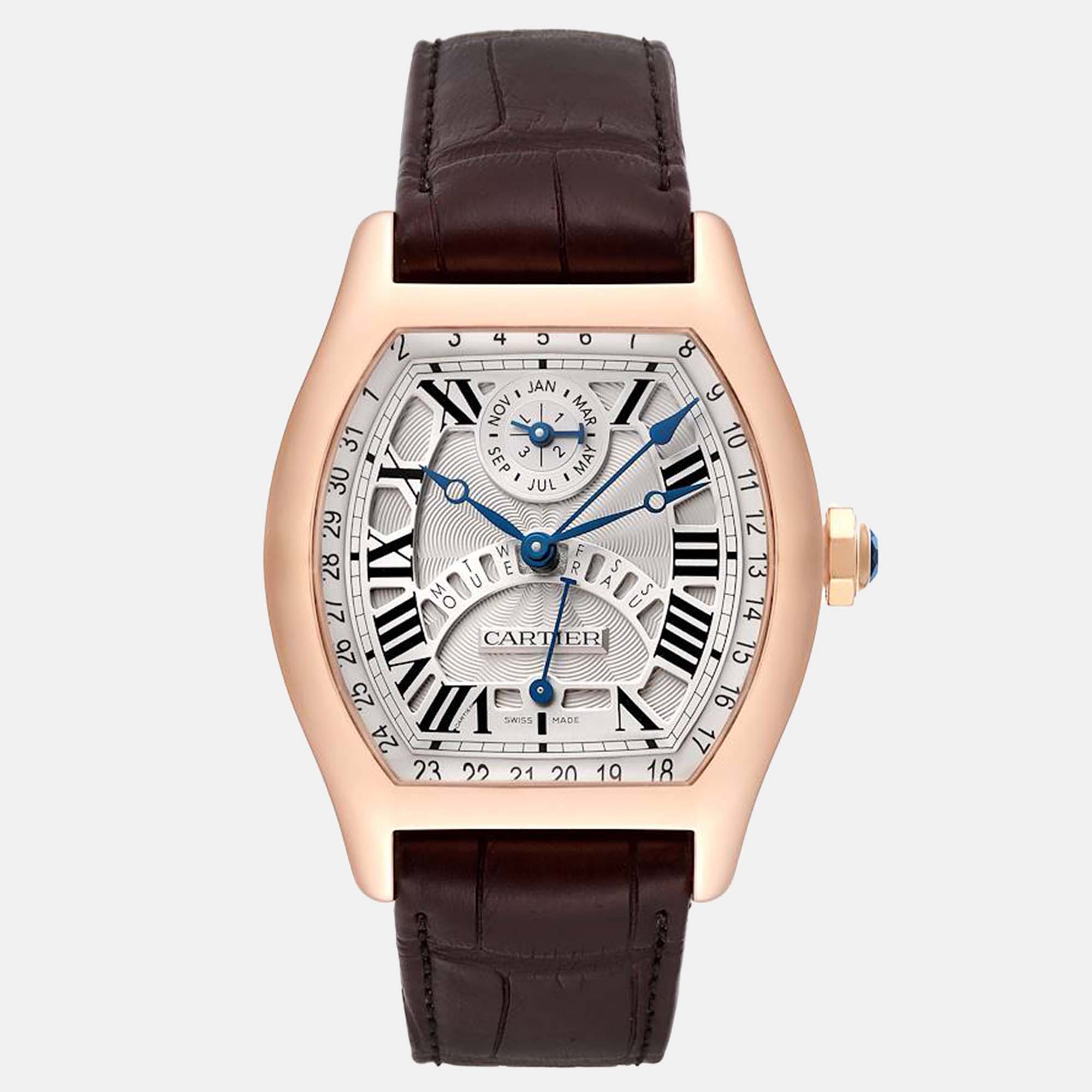 

Cartier Tortue Perpetual Calendar Automatic Rose Gold Mens Watch W1580045 45.6 mm x 51 mm, Black