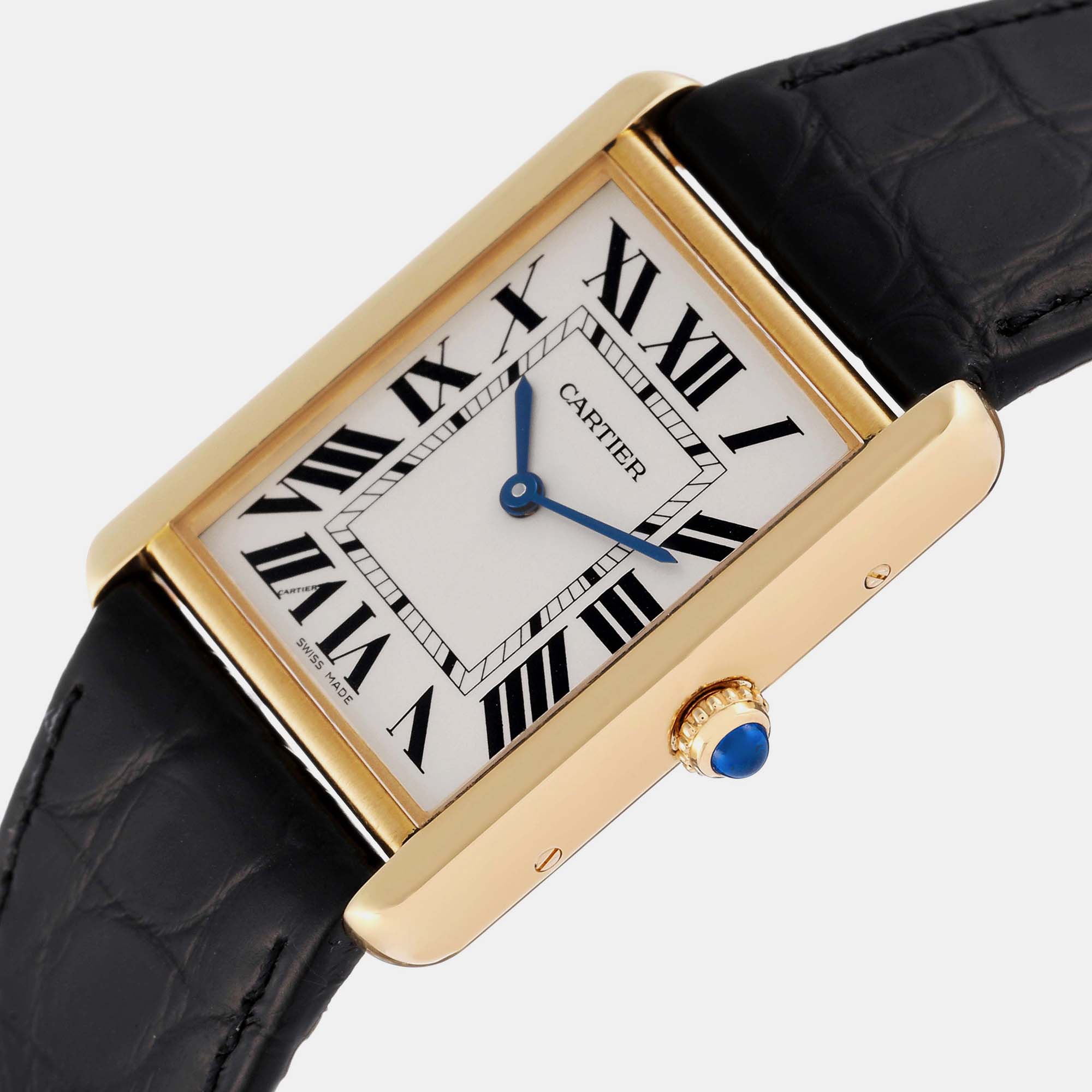 

Cartier Tank Solo Large Yellow Gold Steel Men's Watch W5200004 34 x 27 mm, Silver