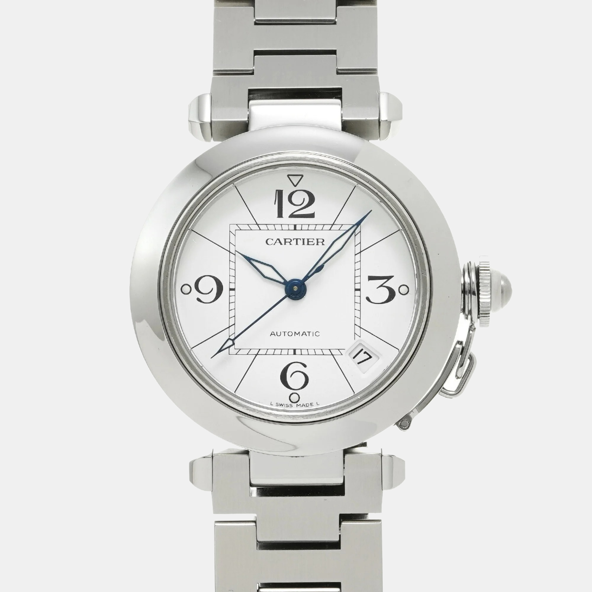 

Cartier White Stainless Steel Pasha C de Cartier W31074M7 Automatic Men's Wristwatch 35 mm