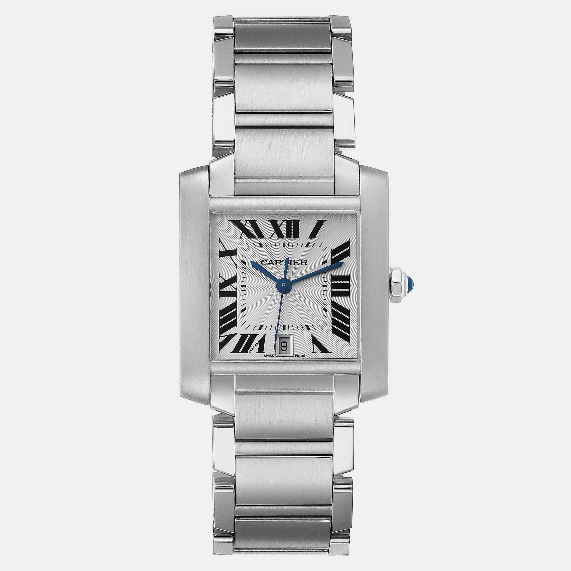 Pre-owned Cartier Tank Francaise Large Automatic Steel Men's Watch W51002q3 28 X 32 Mm In Silver