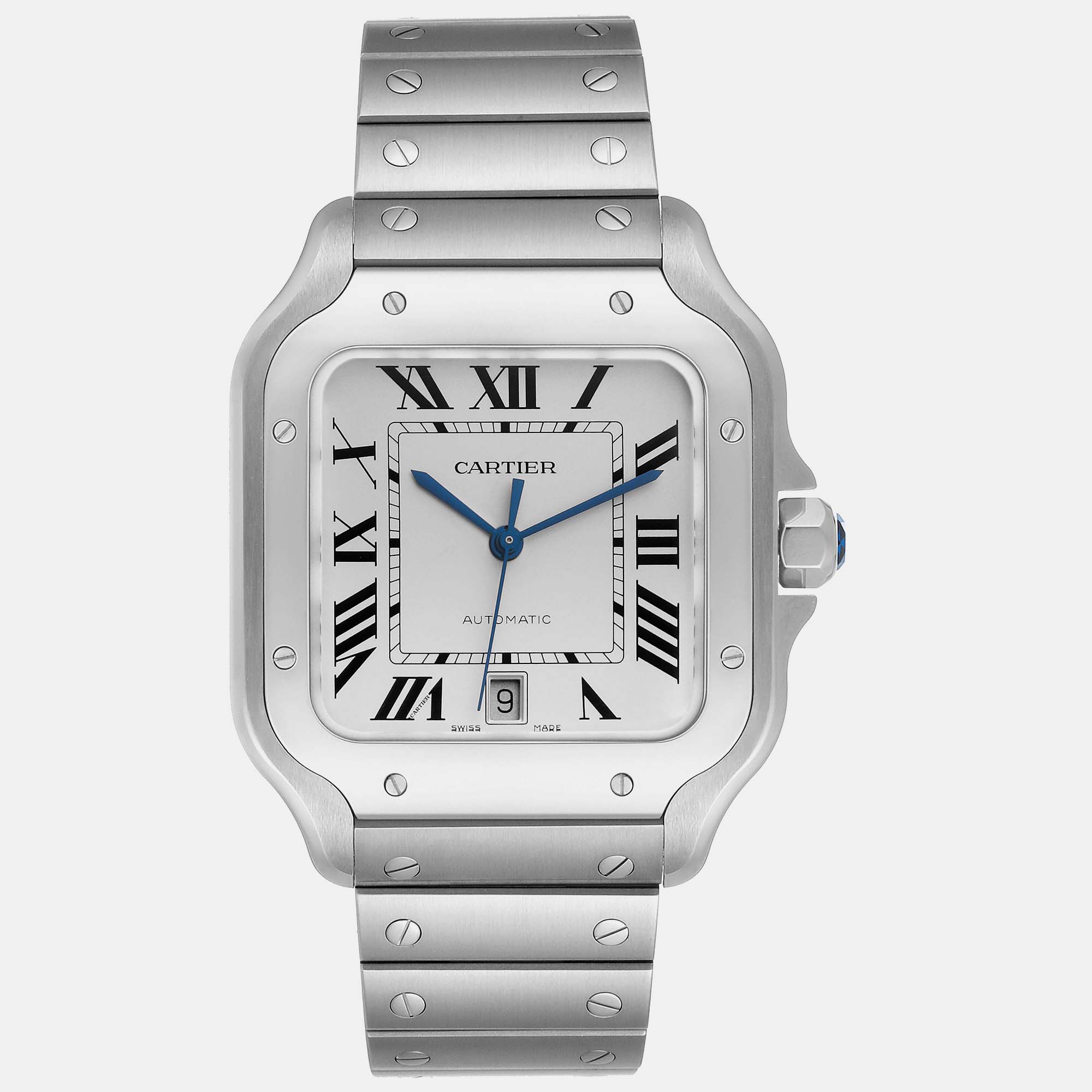 

Cartier Santos Large Silver Dial Steel Mens Watch WSSA0018 .8 mm x 47.5 mm