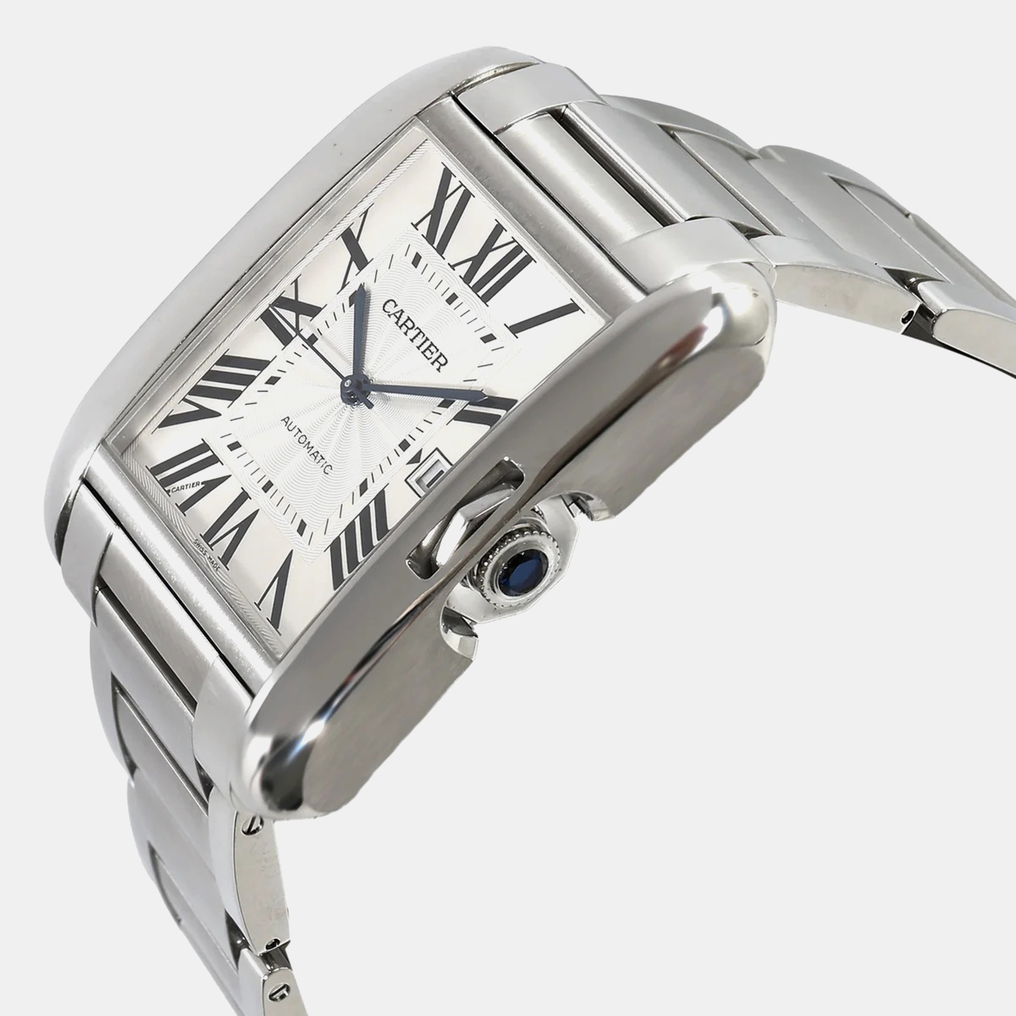 

Cartier Silver Stainless Steel Tank Anglaise W5310008 Automatic Men's Wristwatch 36 mm