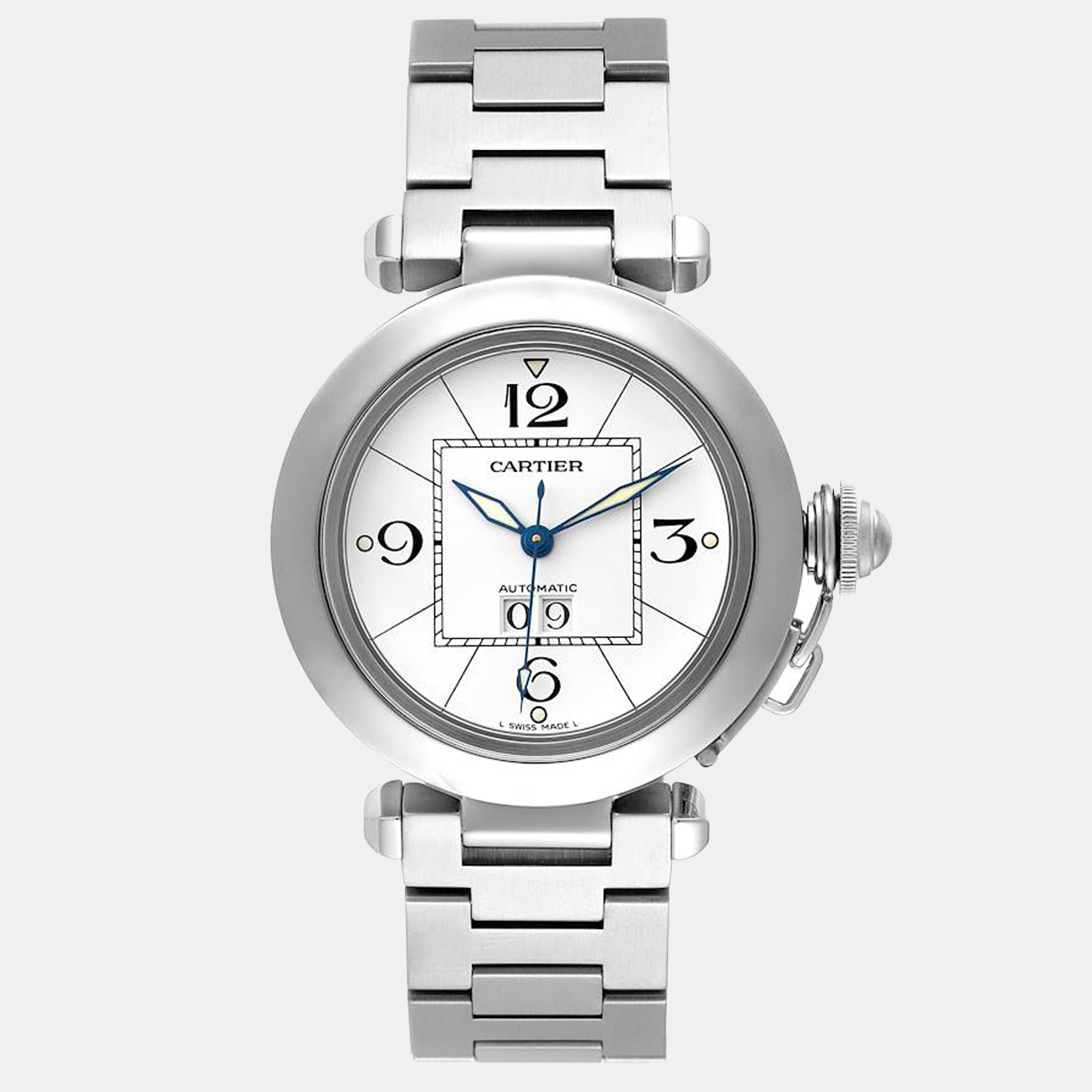 

Cartier Pasha C Big Date Midsize Steel White Dial Men's Watch W31055M7 35 mm