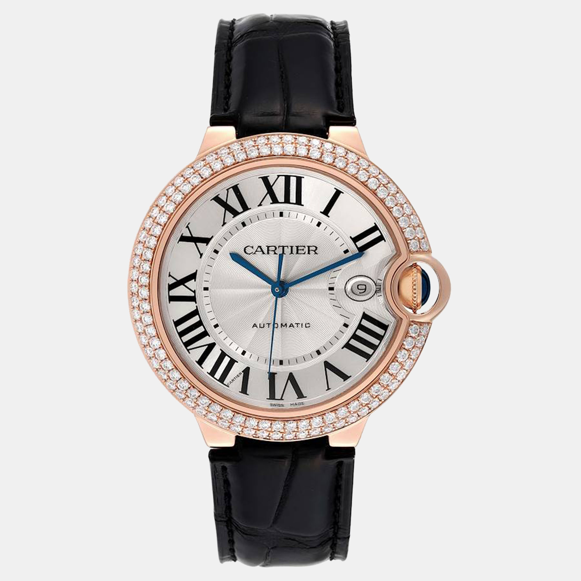 

Cartier Ballon Bleu Rose Gold Diamond Men's Watch WE900851, Silver
