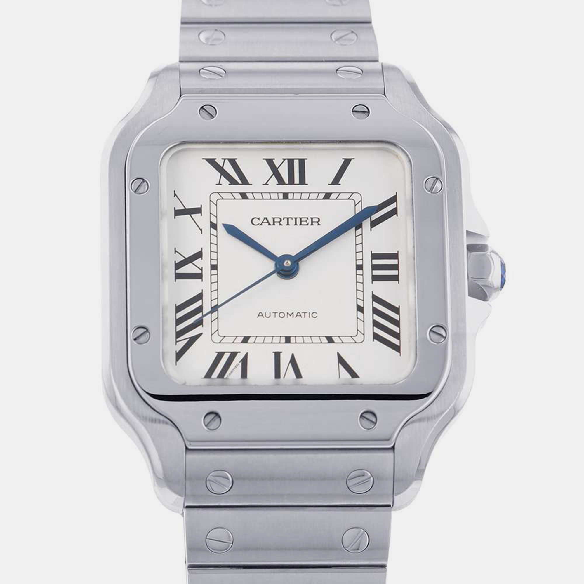 

Cartier Silver Stainless Steel Santos Automatic Men's Wristwatch