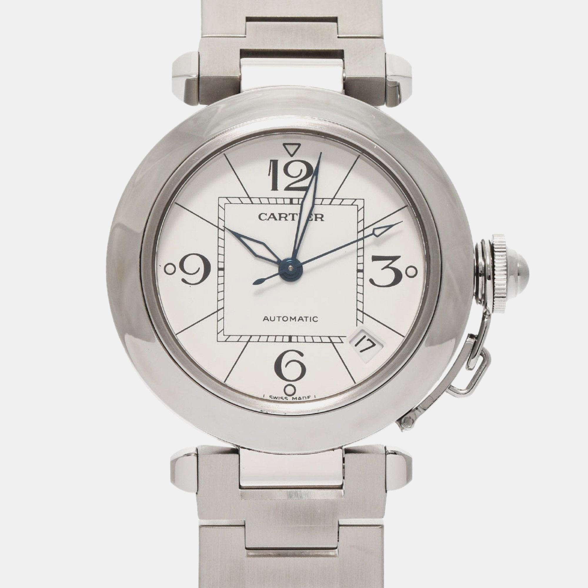 

Cartier White Stainless Steel Pasha Automatic Men's Wristwatch