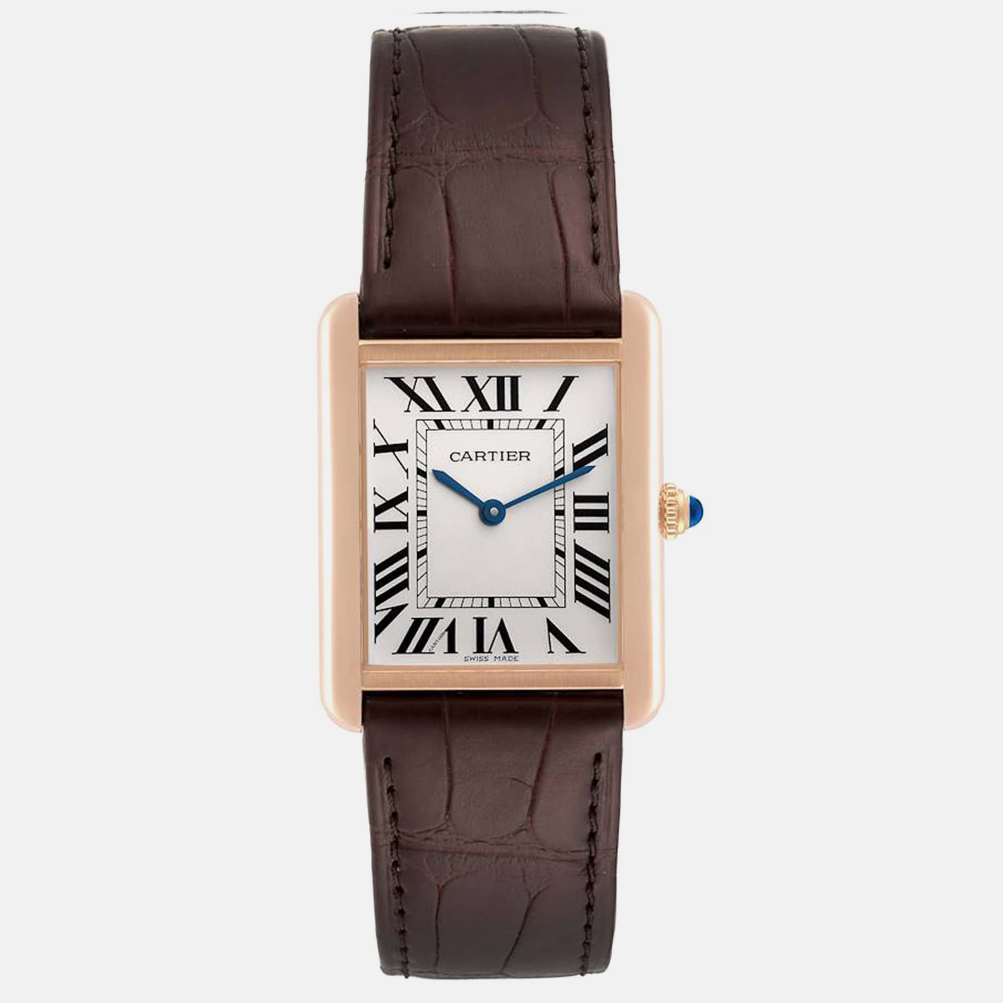 

Cartier Tank Solo Large Rose Gold Steel Men's Watch, Silver