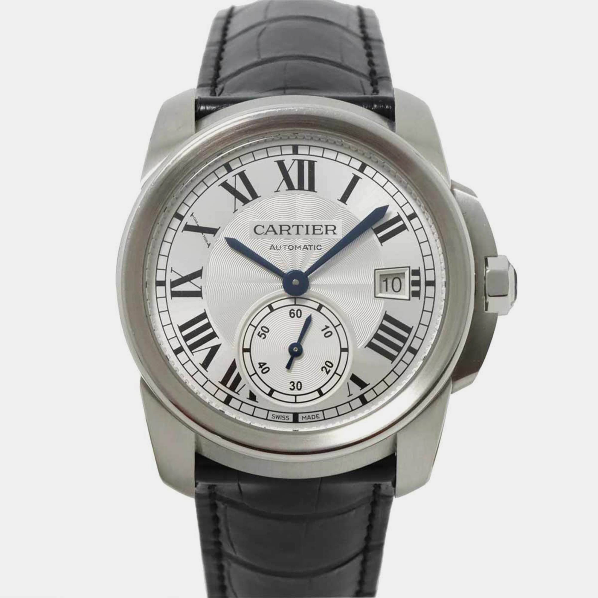 

Cartier Silver Stainless Steel Caliber de Cartier WSCA0003 Men's Watch
