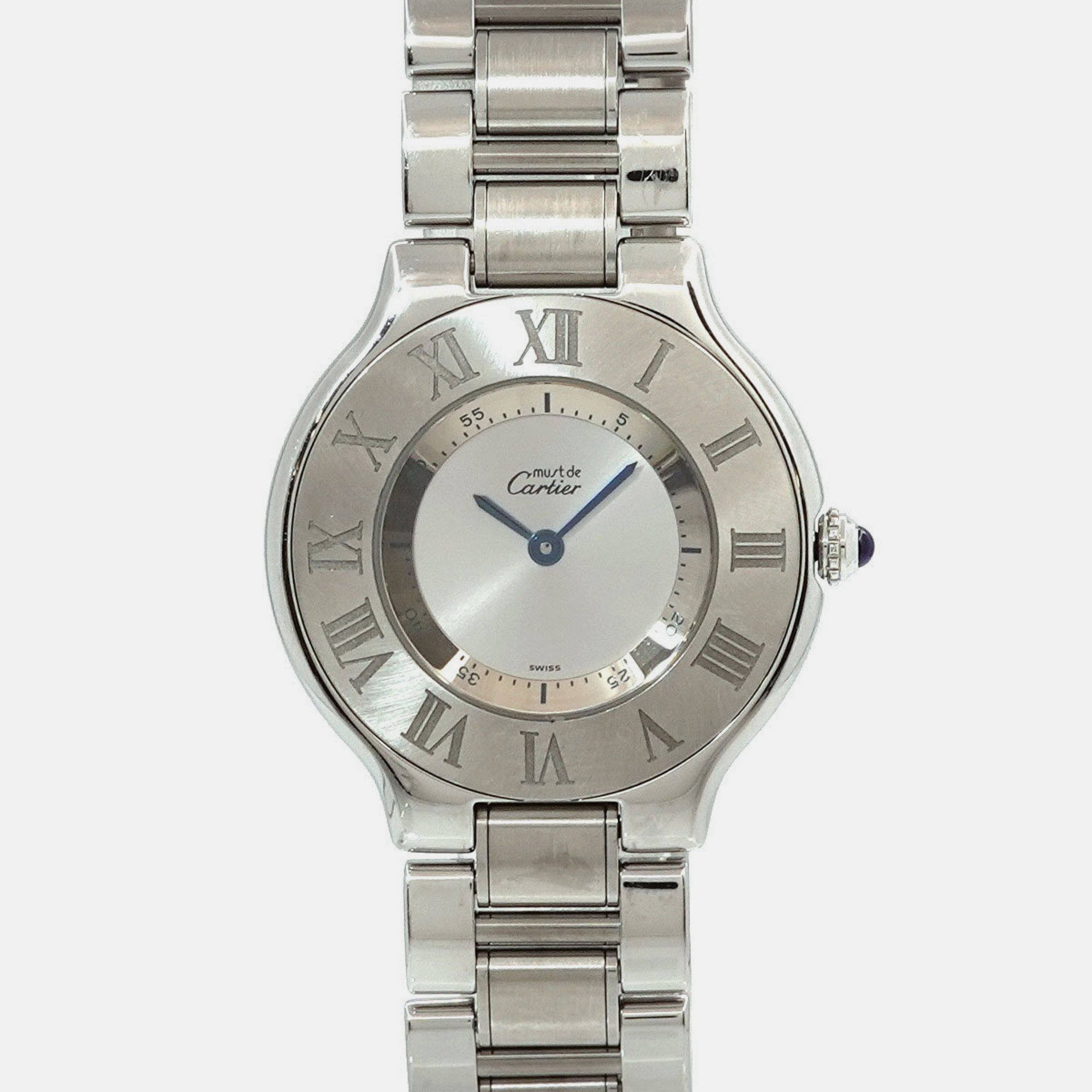 Pre-owned Cartier Silver Stainless Steel Must 21 W10110t2 Men's Wristwatch 32mm