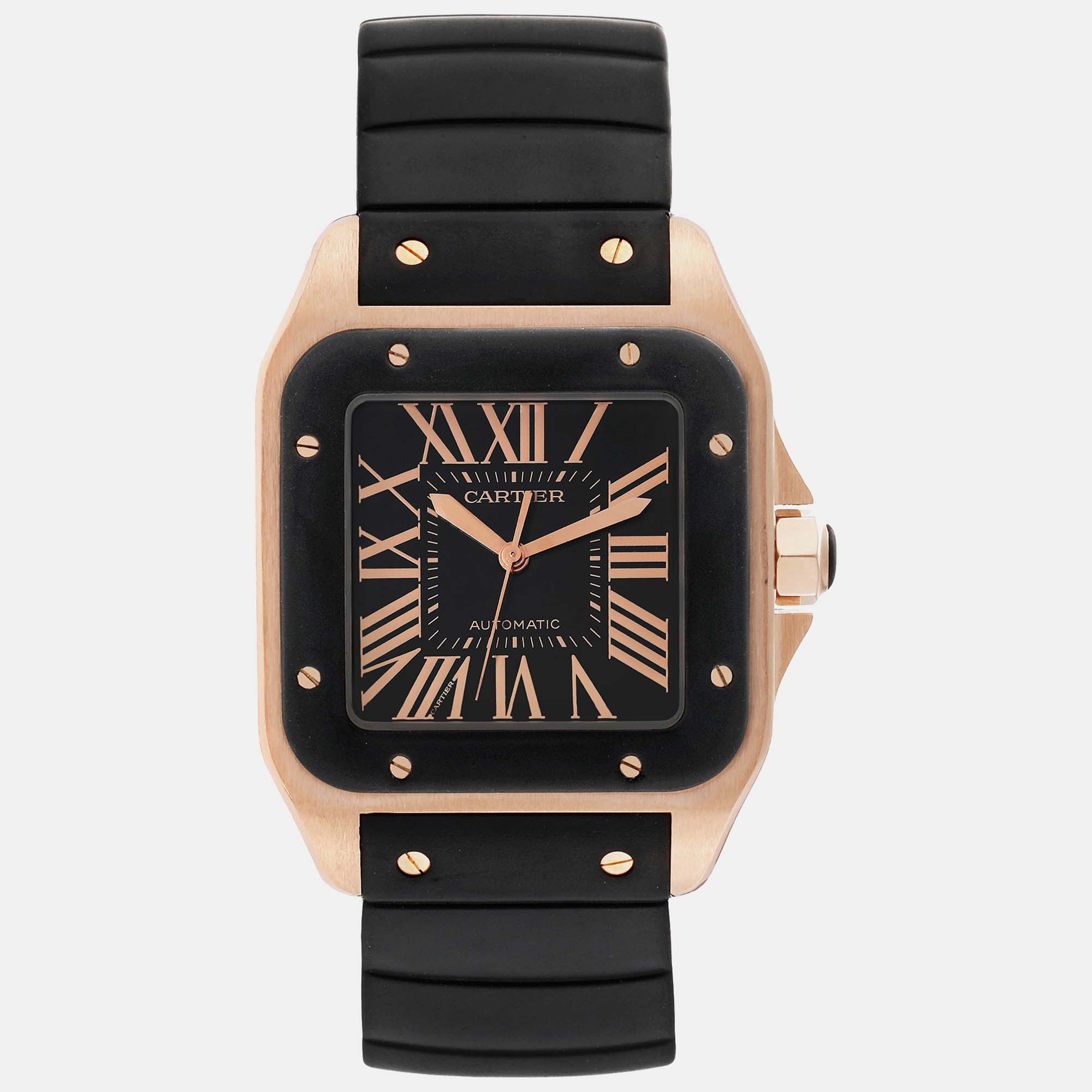 

Cartier Santos Rose Gold Black Dial Men's Watch 38 mm