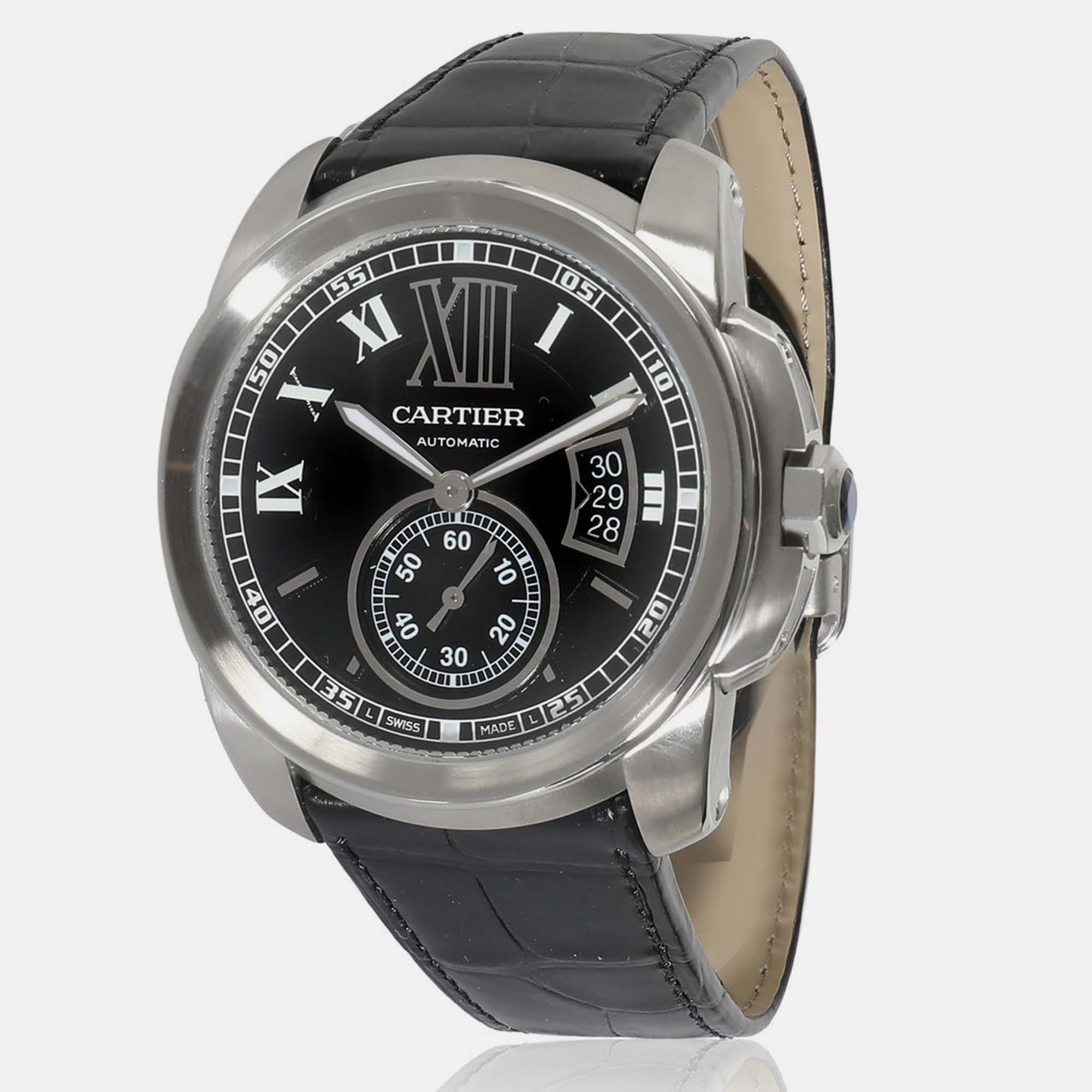 

Cartier Black Stainless Steel Calibre de Cartier Automatic Men's Wristwatch 42 mm