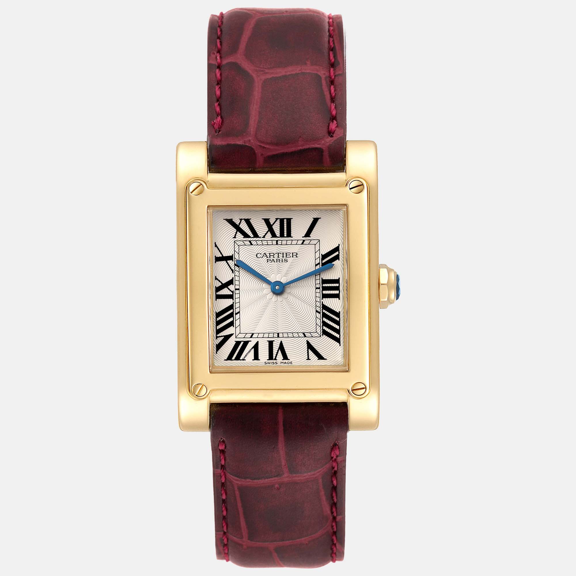 

Cartier Tank a Vis Privee CPCP Collection Yellow Gold Men's Watch 27 mm, Burgundy