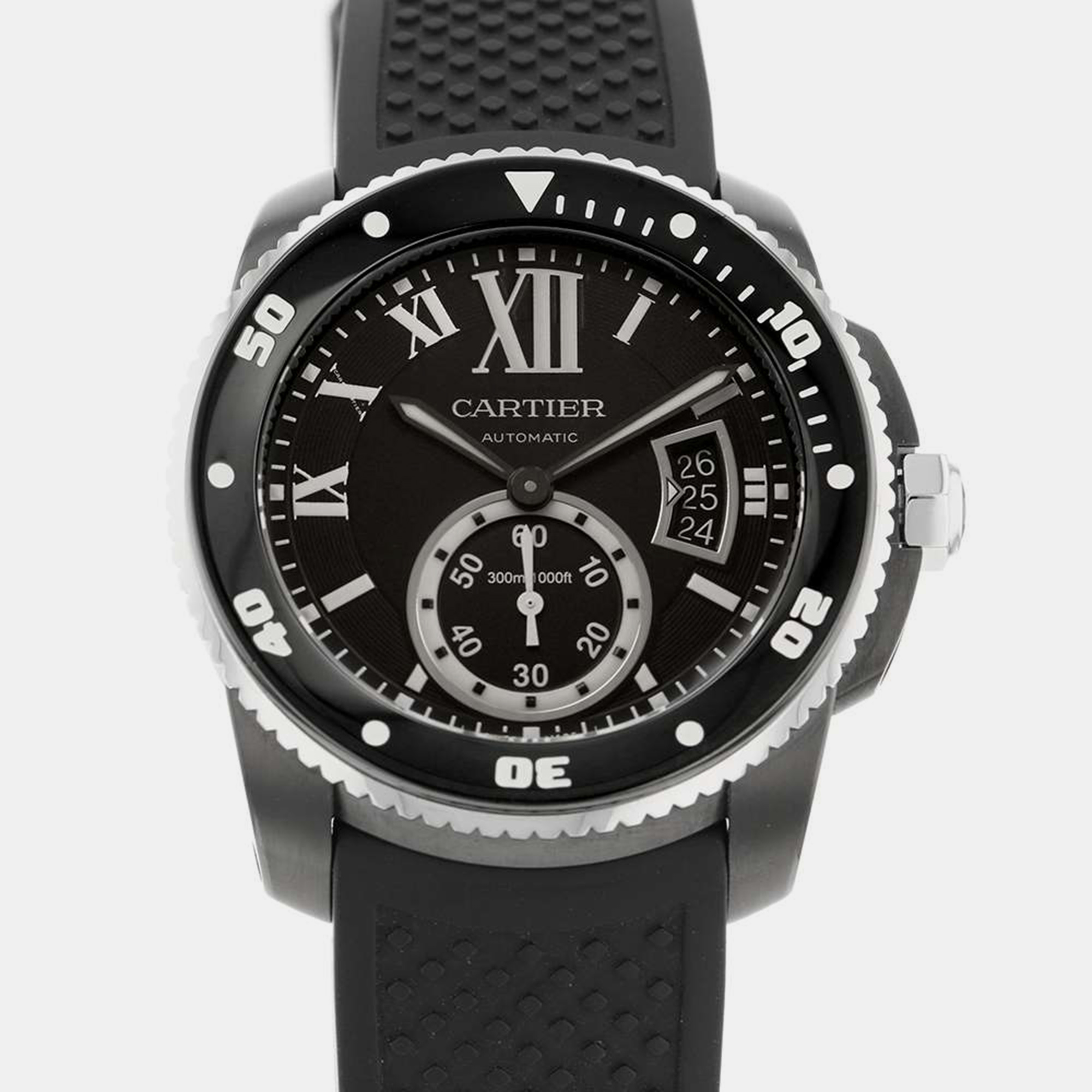 

Cartier Black Stainless Steel Calibre de Cartier Automatic Men's Wristwatch 42 mm