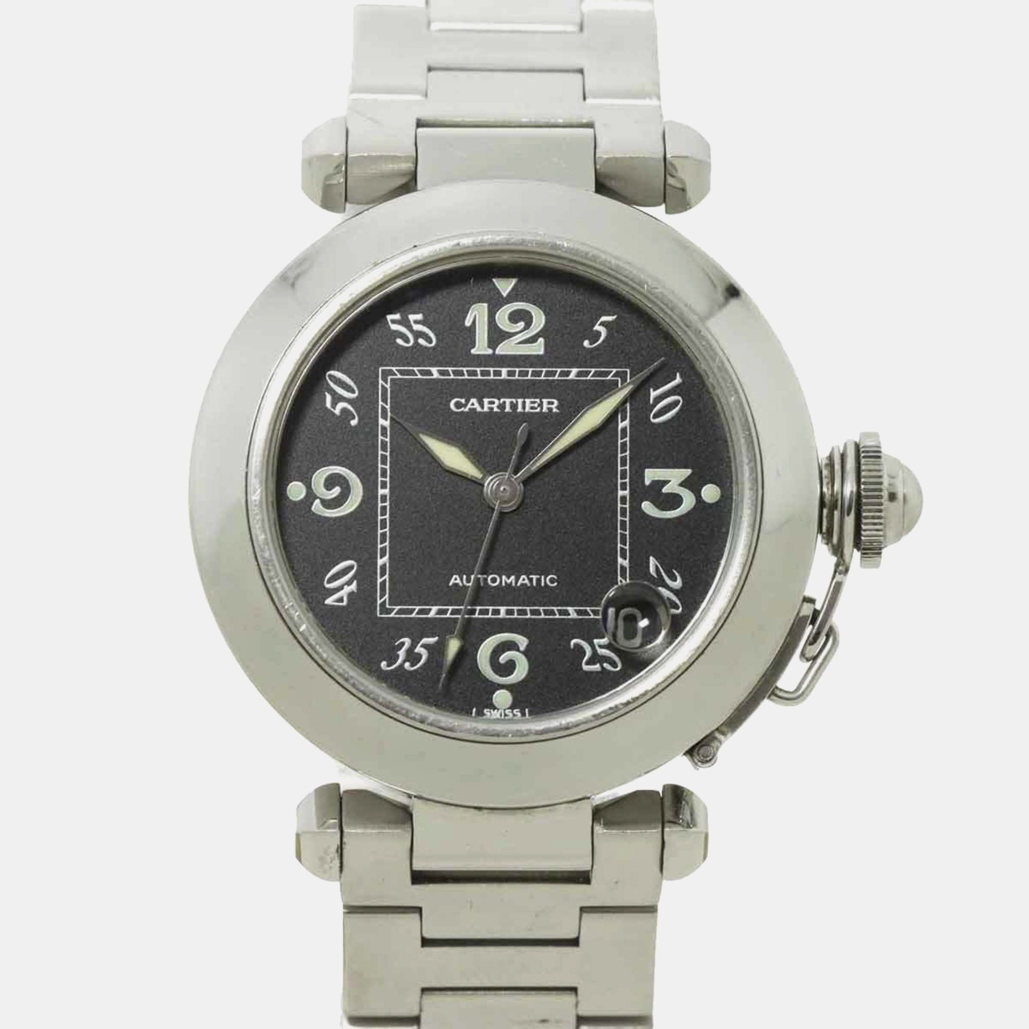 

Cartier Black Stainless Steel Pasha C de Cartier W31043M7 Automatic Men's Wristwatch 35 mm