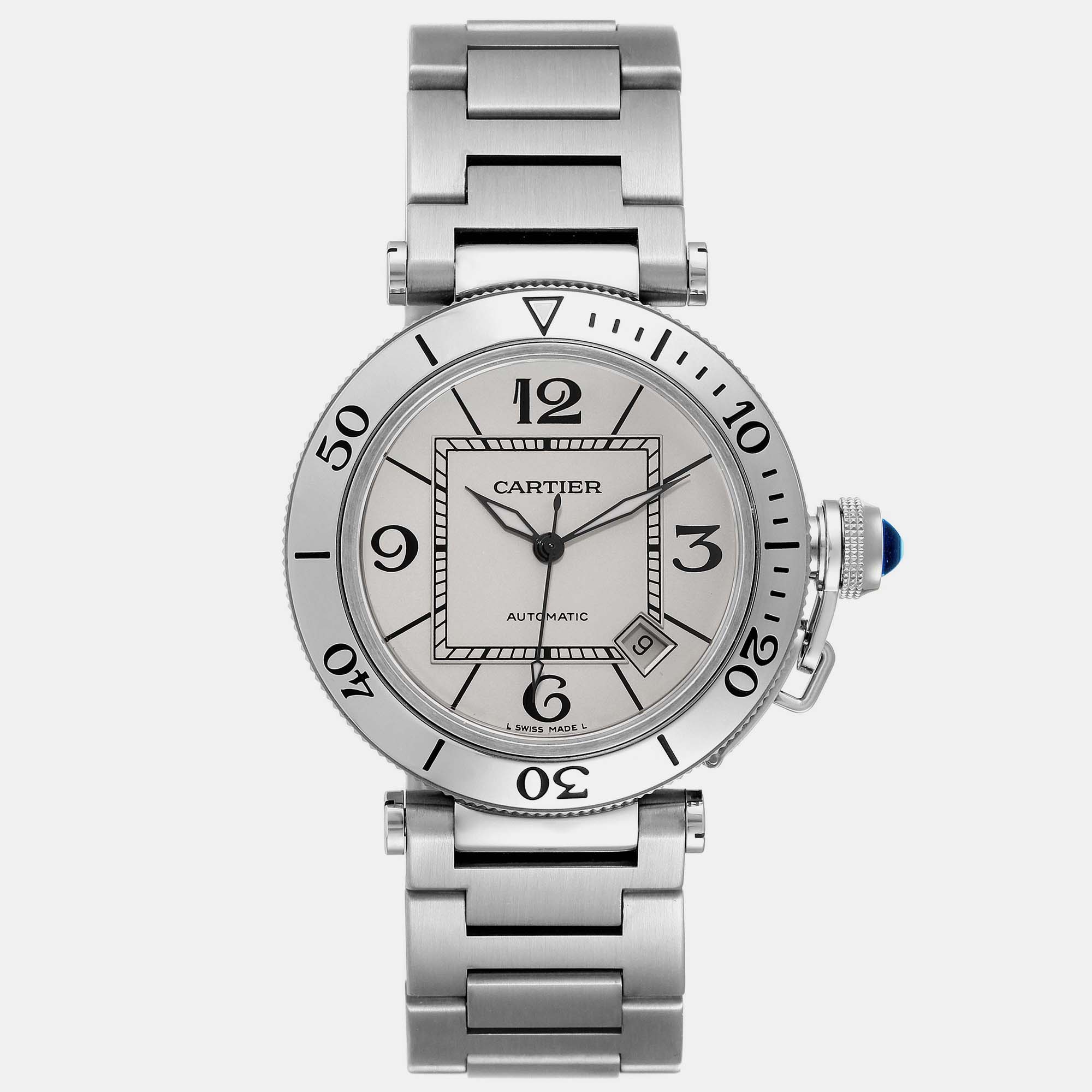 

Cartier Pasha Seatimer Silver Dial Steel Men's Watch 40 mm