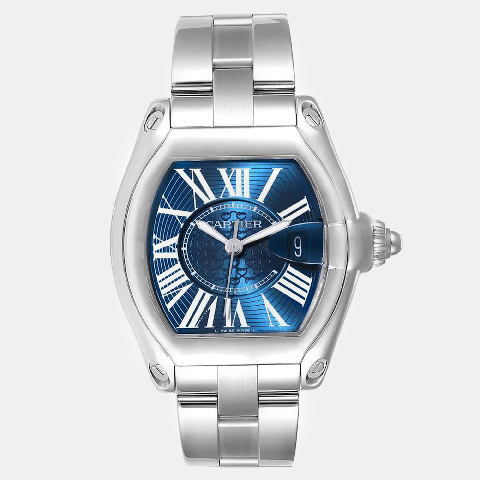 Pre-owned Cartier Roadster Xl 100th Anniversary Steel Men's Watch 43 Mm In Blue