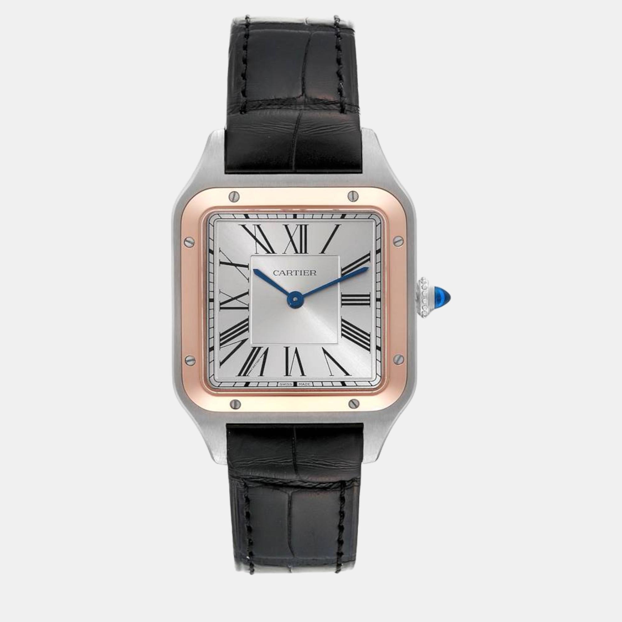 

Cartier Santos Dumont Large Steel Rose Gold Men's Watch, Silver