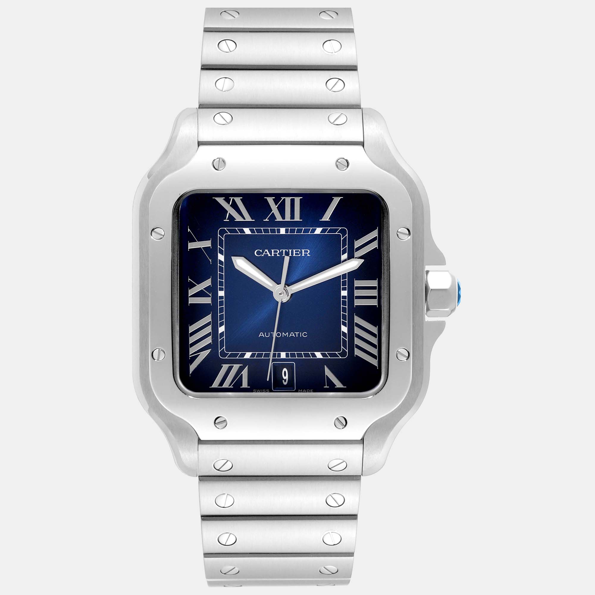 

Cartier Santos Blue Dial Steel Mens Watch WSSA0030