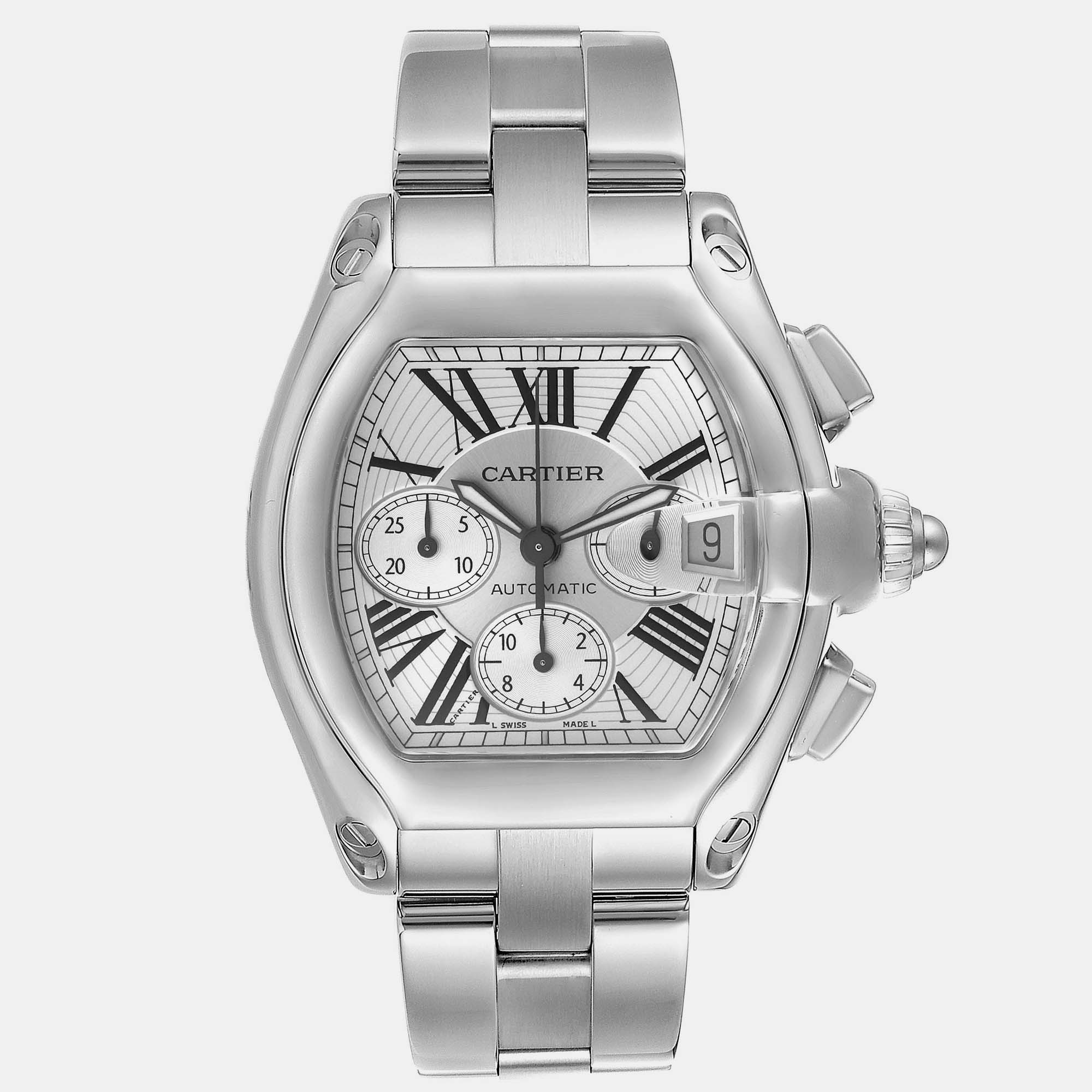 

Cartier Roadster XL Chronograph Steel Men's Watch W62019X6 49 x 43 mm, Silver