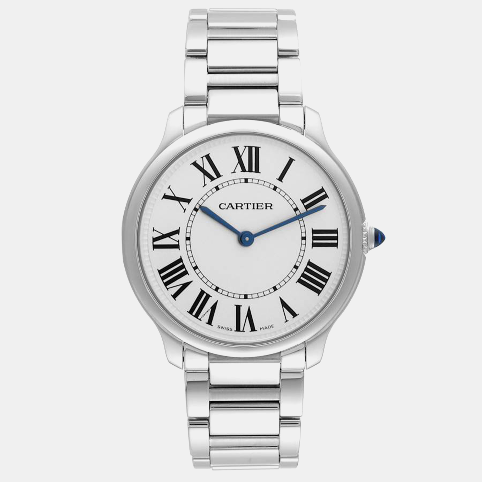 

Cartier Ronde Must Steel Silver Roman Dial Quartz Men's Watch WSRN0034 36 mm