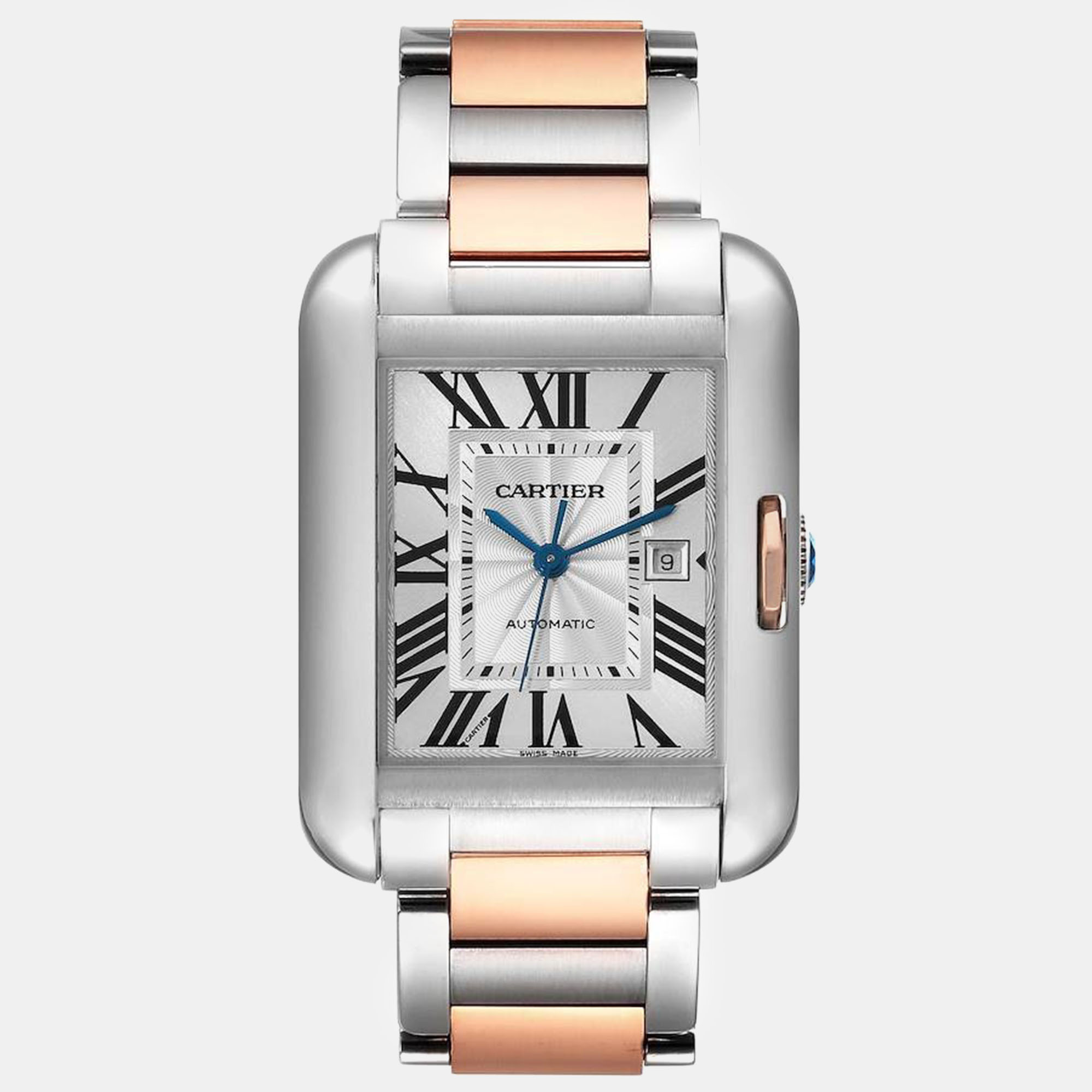 

Cartier Tank Anglaise Large Steel Rose Gold Men's Watch W5310037, Silver