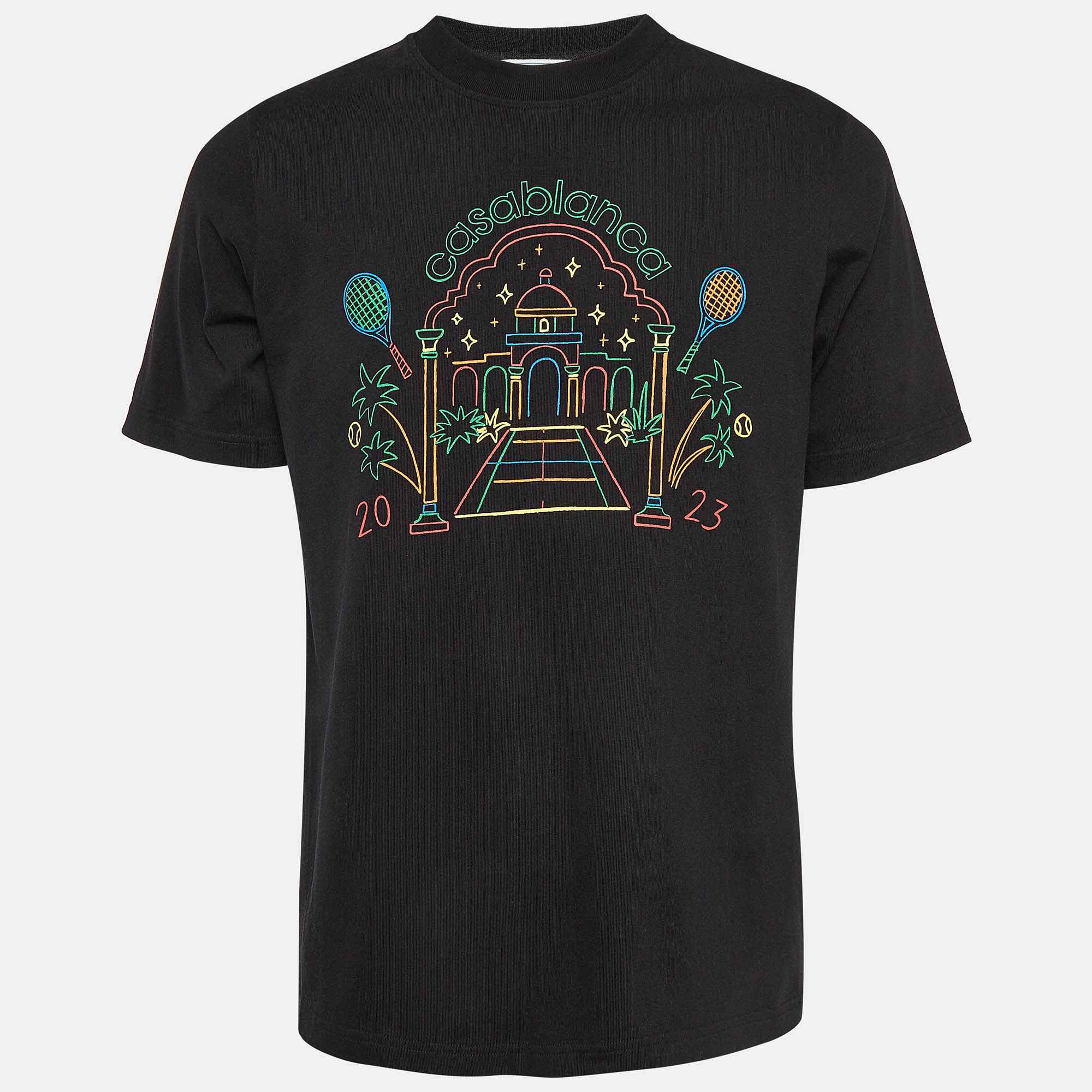 

Casablanca Black Rainbow Crayon Temple Cotton T-shirt M