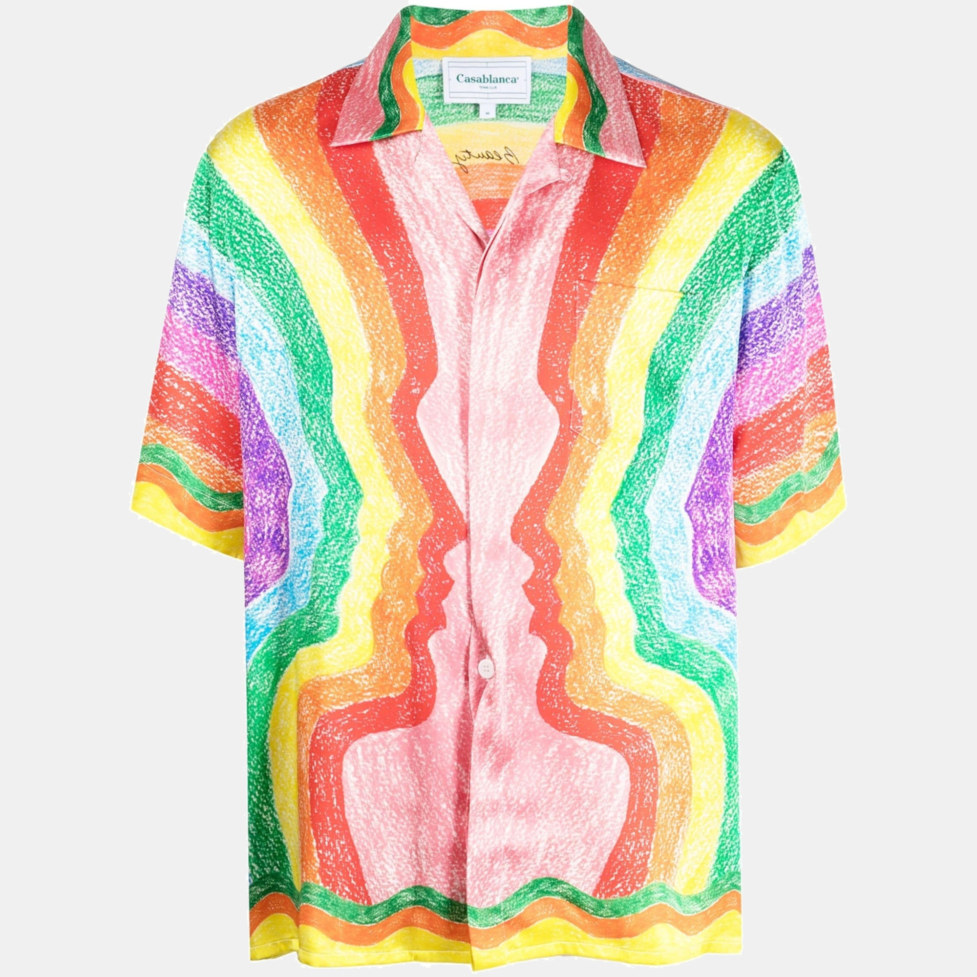 

Casablanca Multicolor Mind Vibrations Print Satin Silk Shirt S