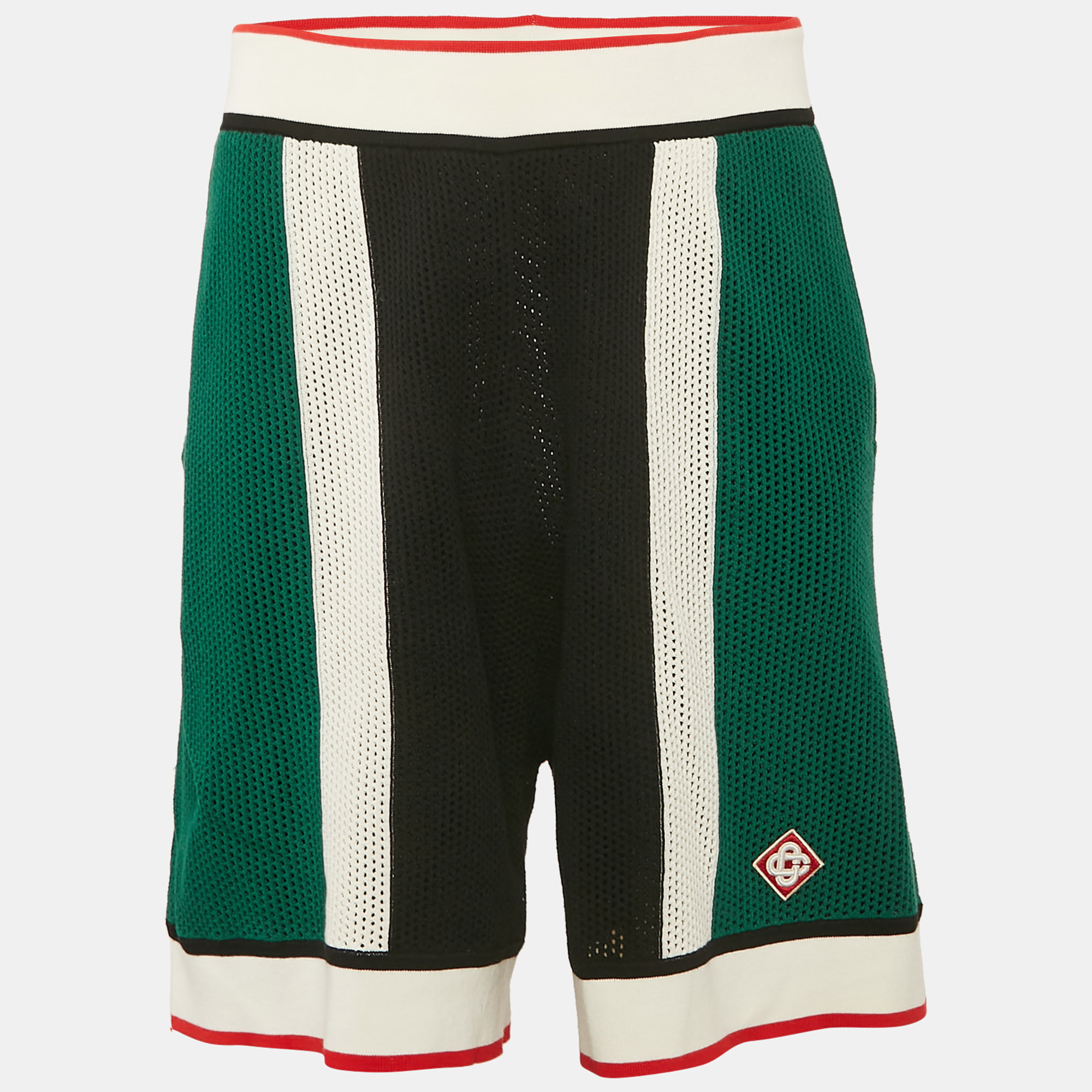 

Casablanca Green Striped Crochet Tennis Club Shorts L