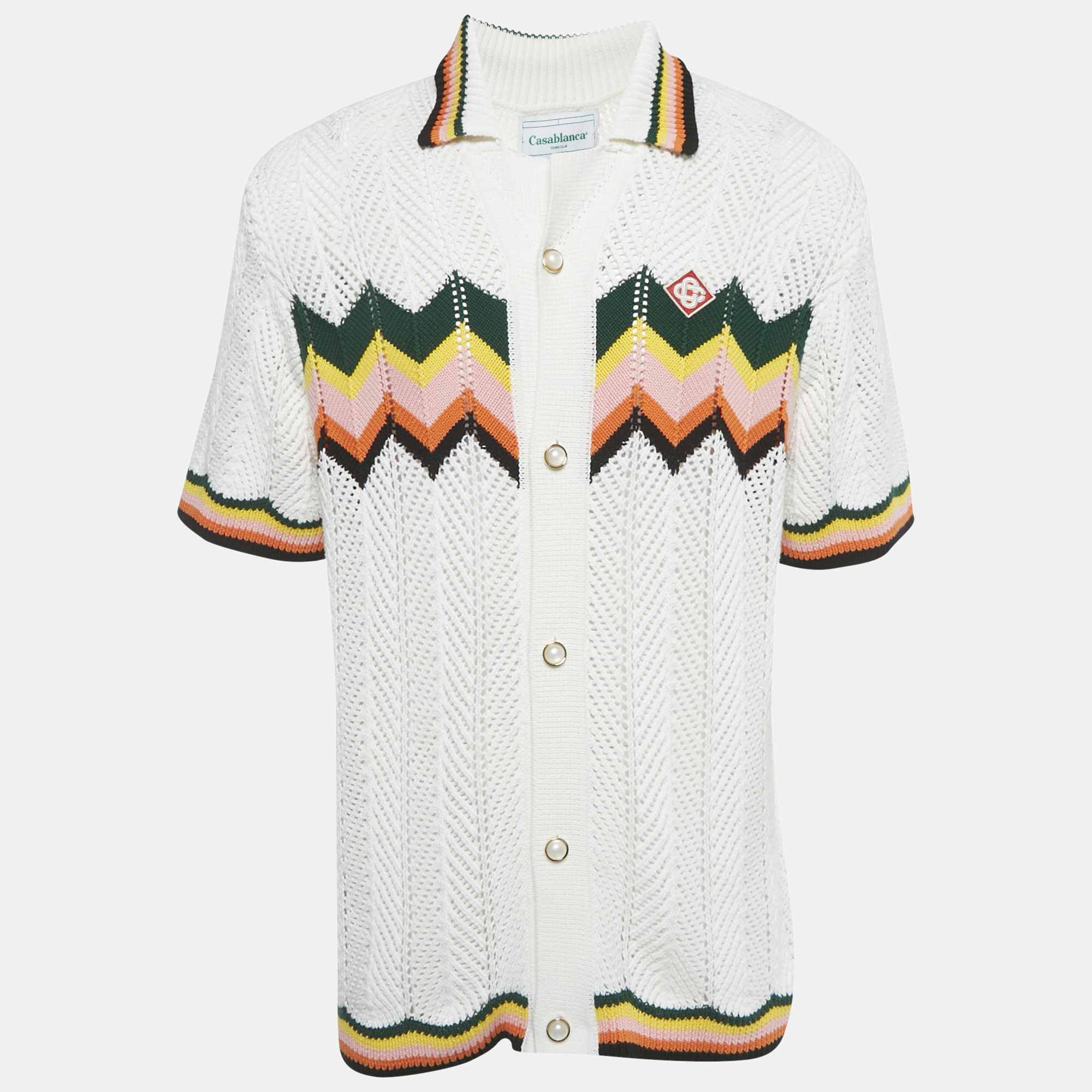 

Casablanca Tennis Club White Crochet Short Sleeve Shirt M